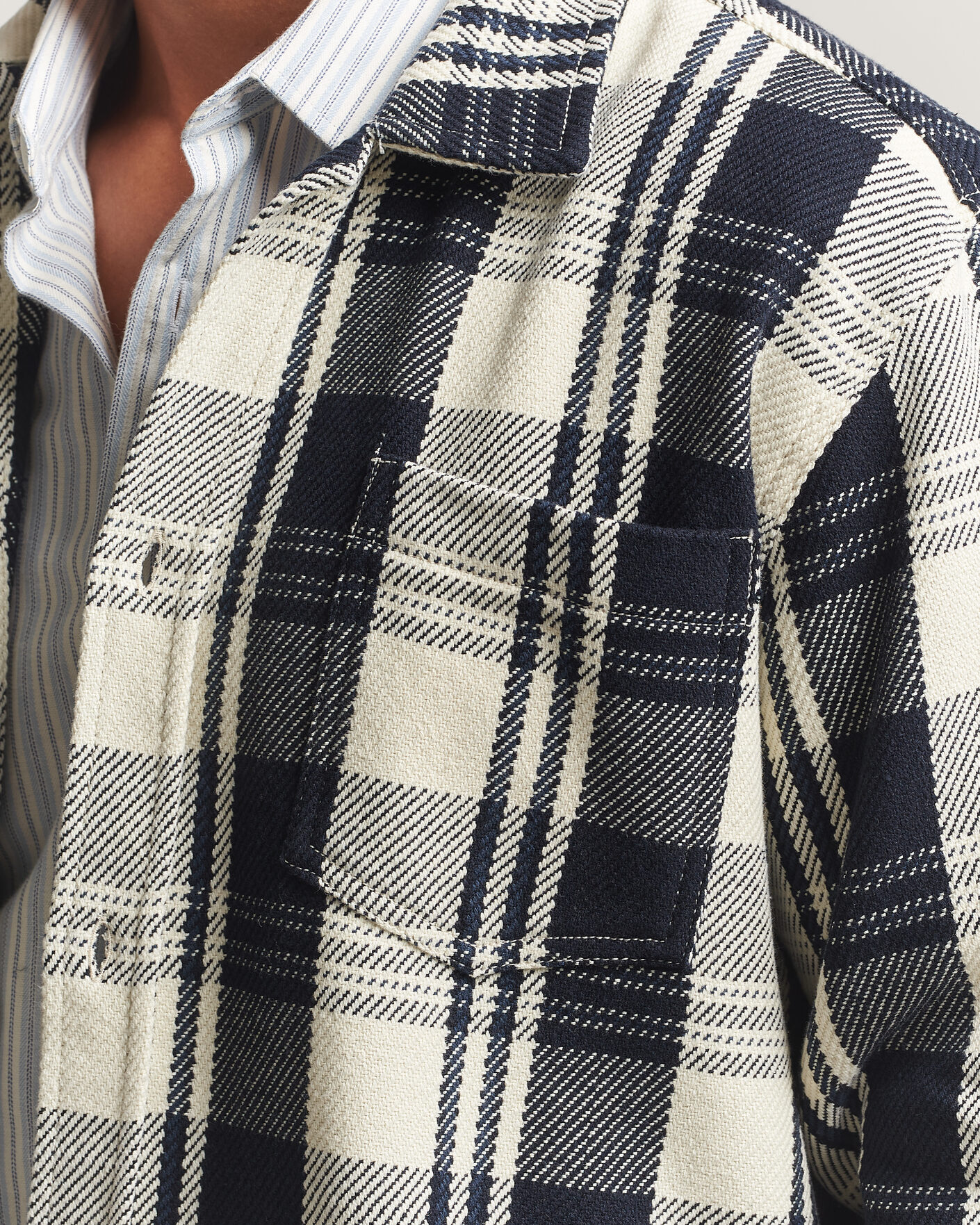 Herre | Skjorter | LES DEUX | Structured Check Overshirt Dark Navy