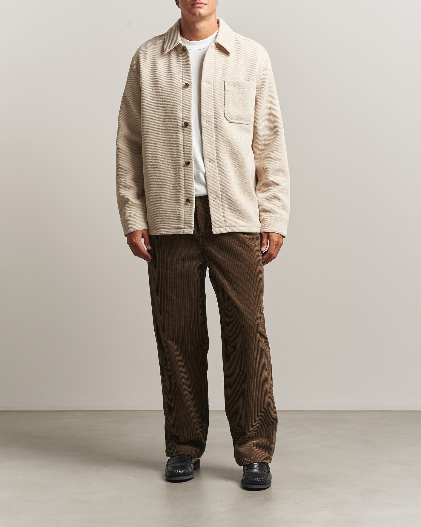 Herre | Skjorter | LES DEUX | Twill Wool Overshirt Ivory