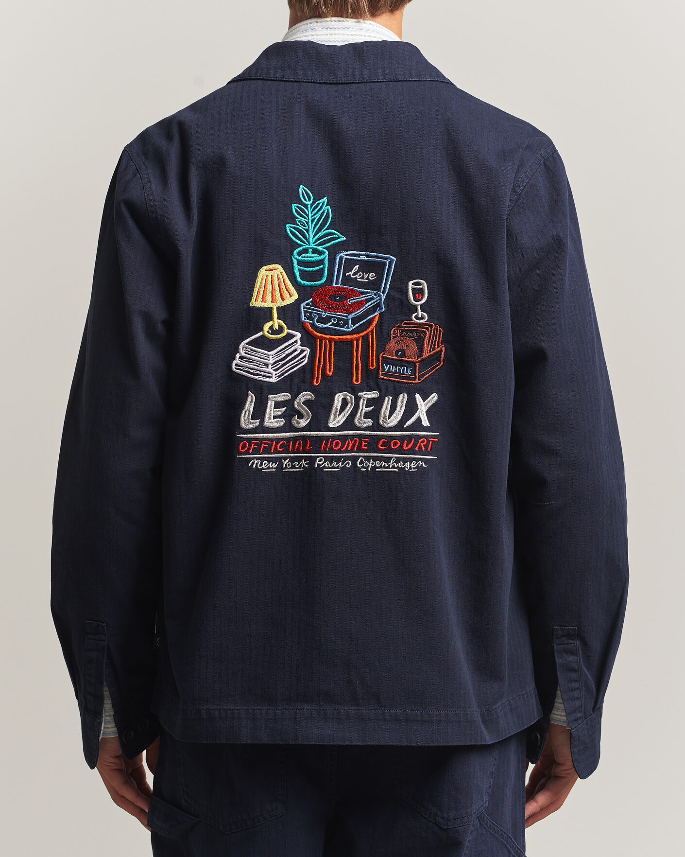 Herre | Skjorter | LES DEUX | Herringbone Artist Overshirt Dark Navy