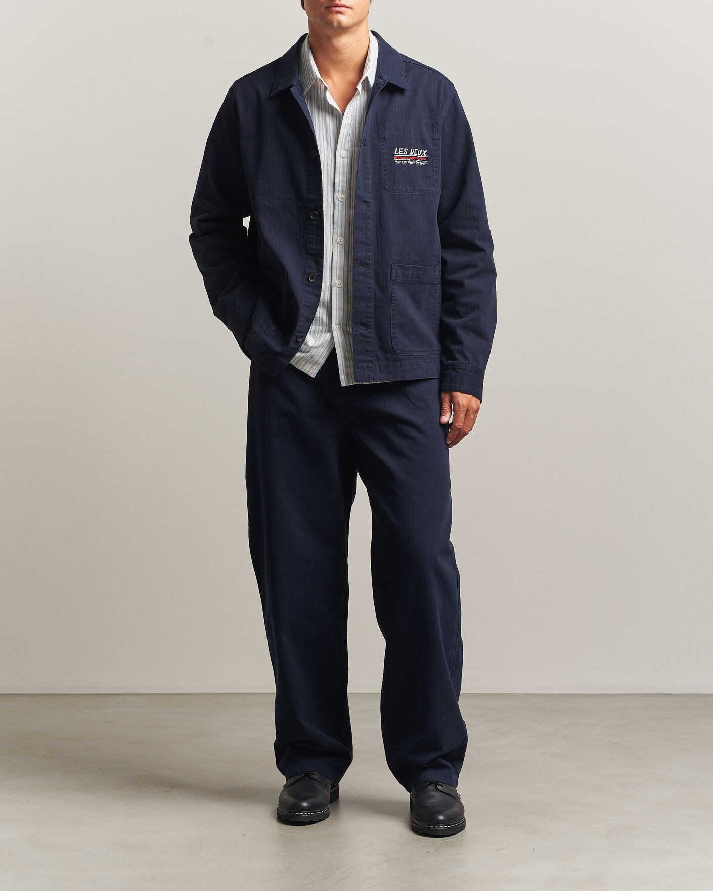 Herre | Bukser | LES DEUX | Roi Carpenter Herringbone Pants Dark Navy
