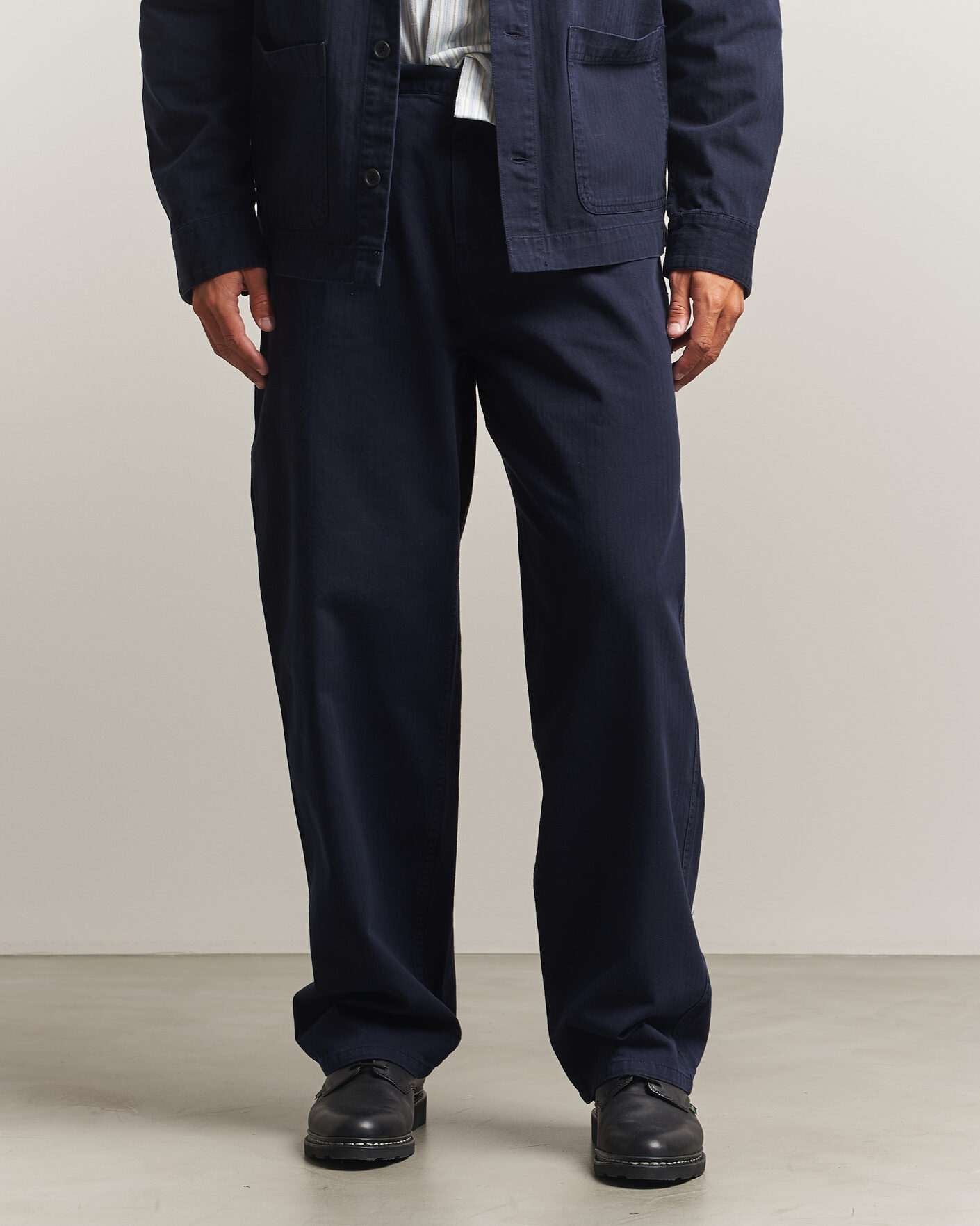 Herre | Bukser | LES DEUX | Roi Carpenter Herringbone Pants Dark Navy
