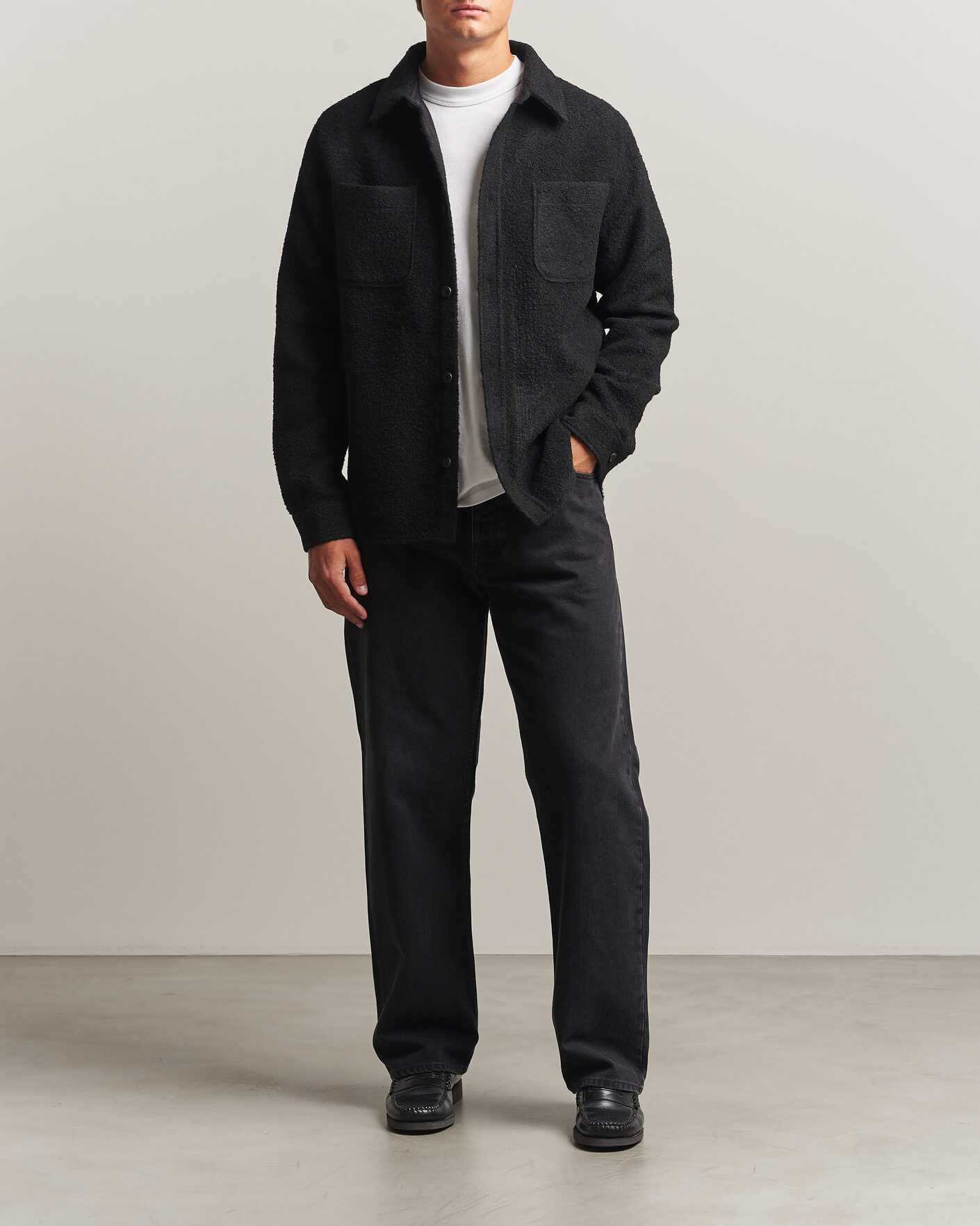 Herre | Skjorter | LES DEUX | Boucle Overshirt Black