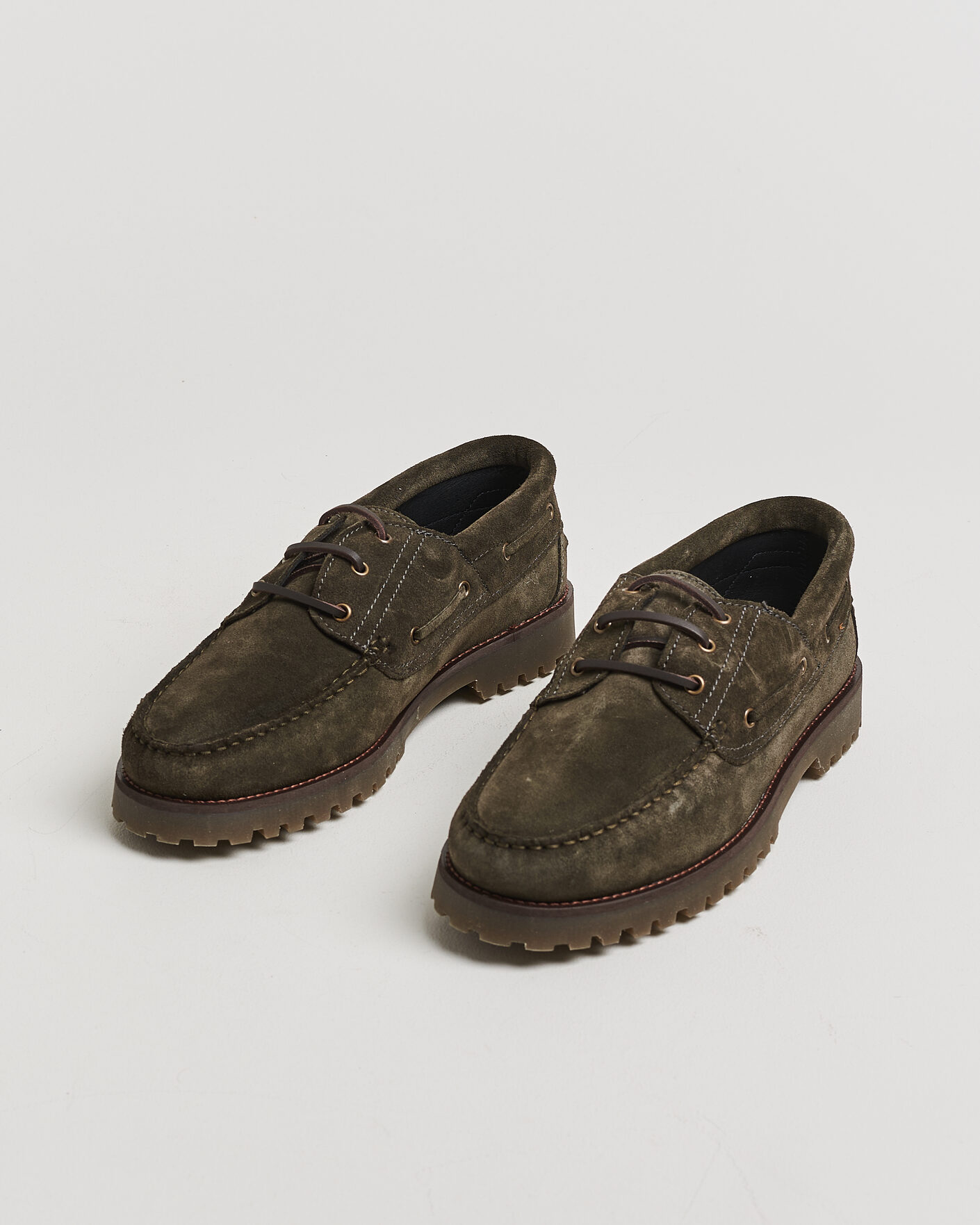 Herre | Loafers | LES DEUX | Suede Boatshoe Rosin Green
