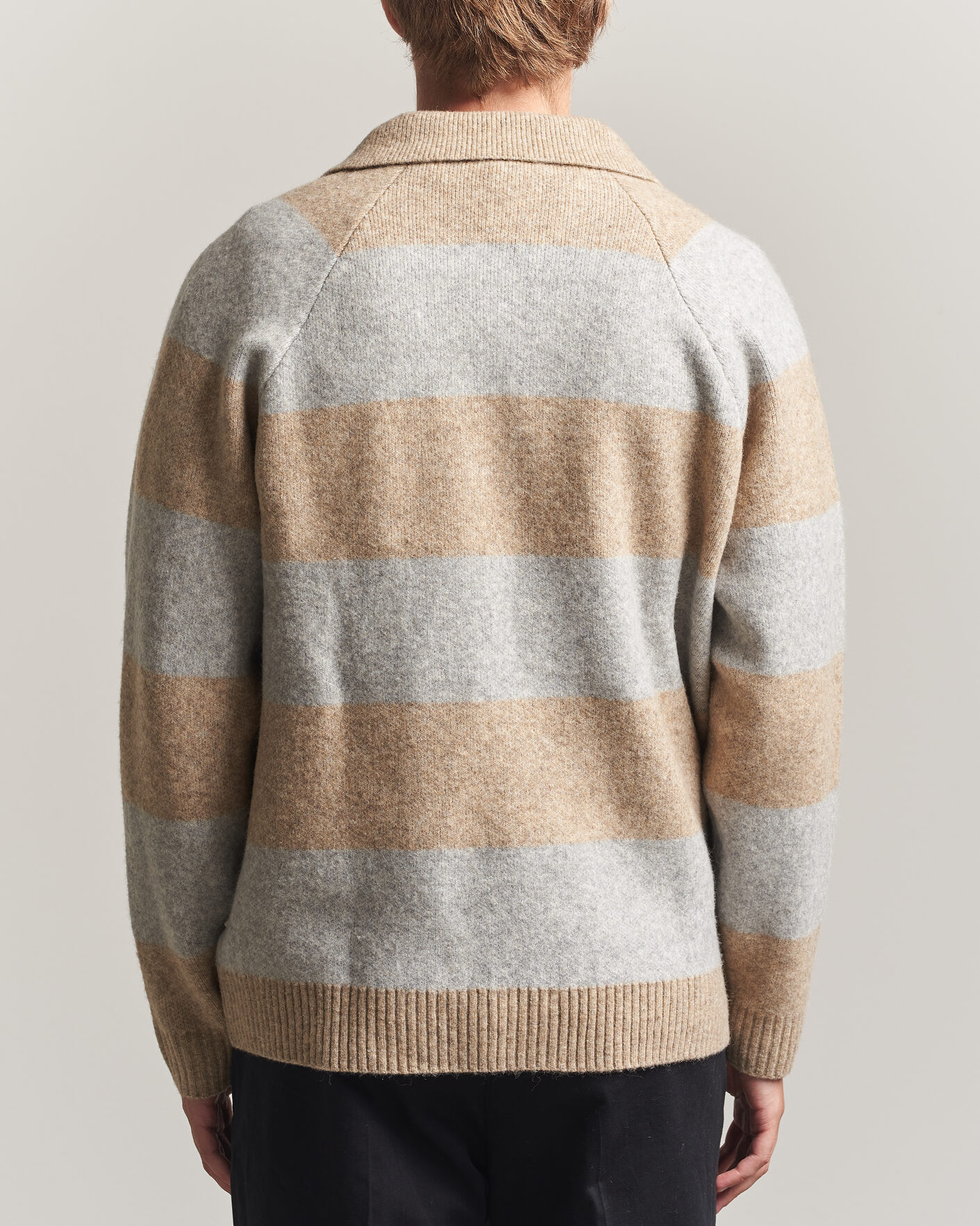 Herre | Gensere | LES DEUX | Striped Melange Knit Polo Light Sand Melange