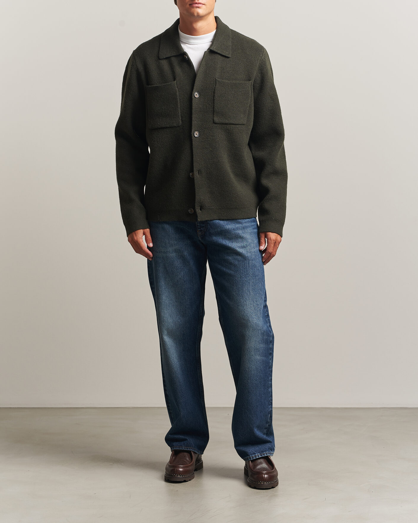 Herre | Gensere | LES DEUX | Milano Knit Overshirt Rosin Green