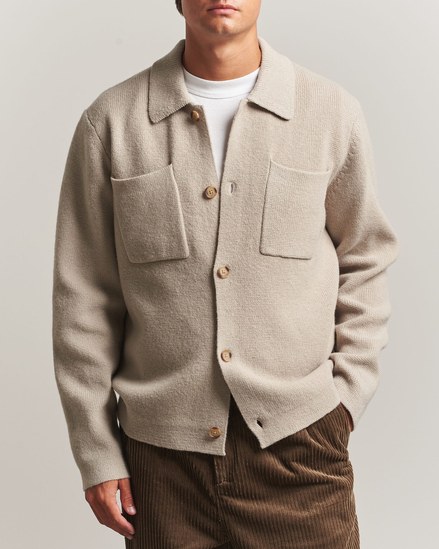Herre | Gensere | LES DEUX | Milano Knit Overshirt Light Sand