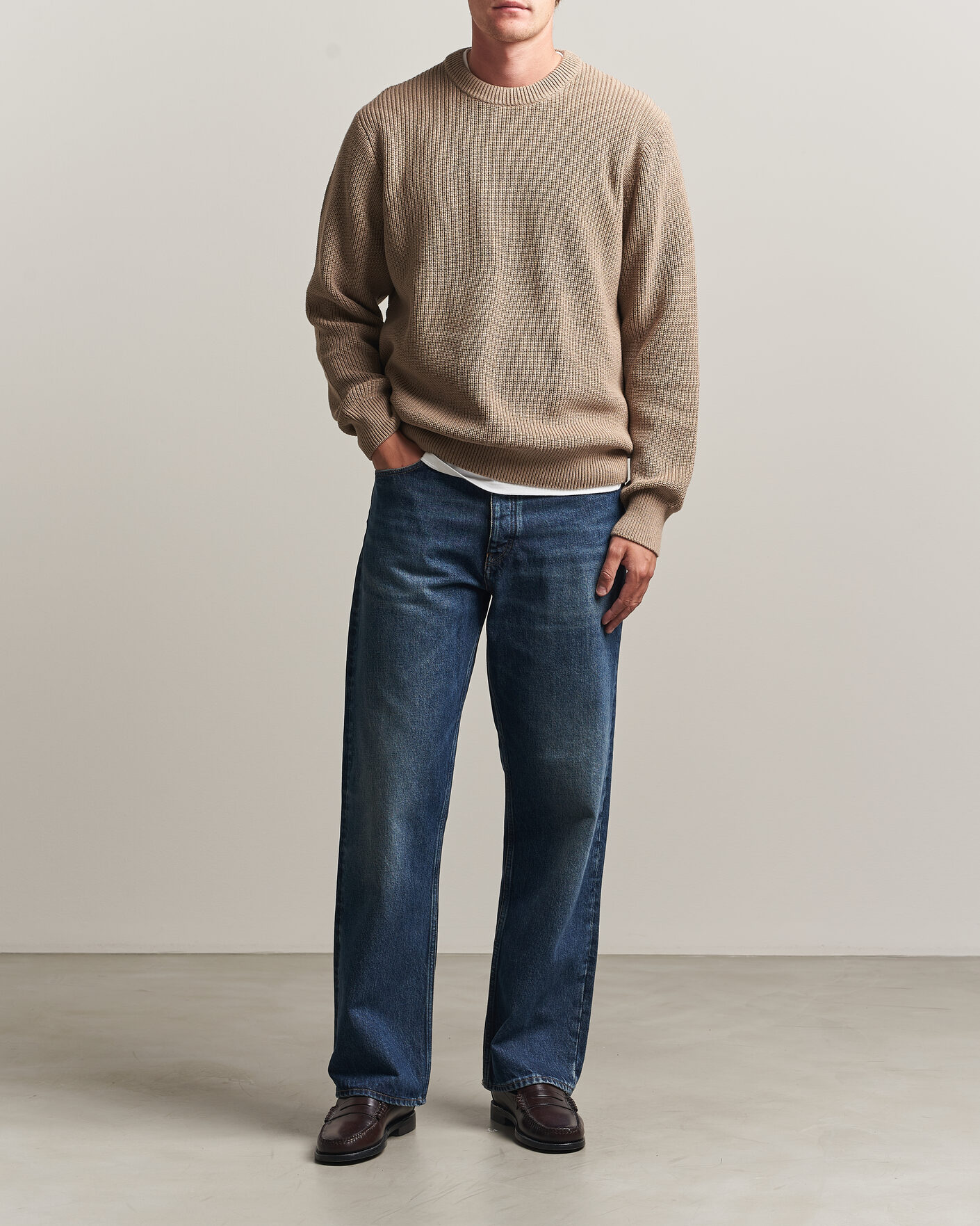 Herre | Gensere | LES DEUX | Rib Crewneck Knit Dark Sand