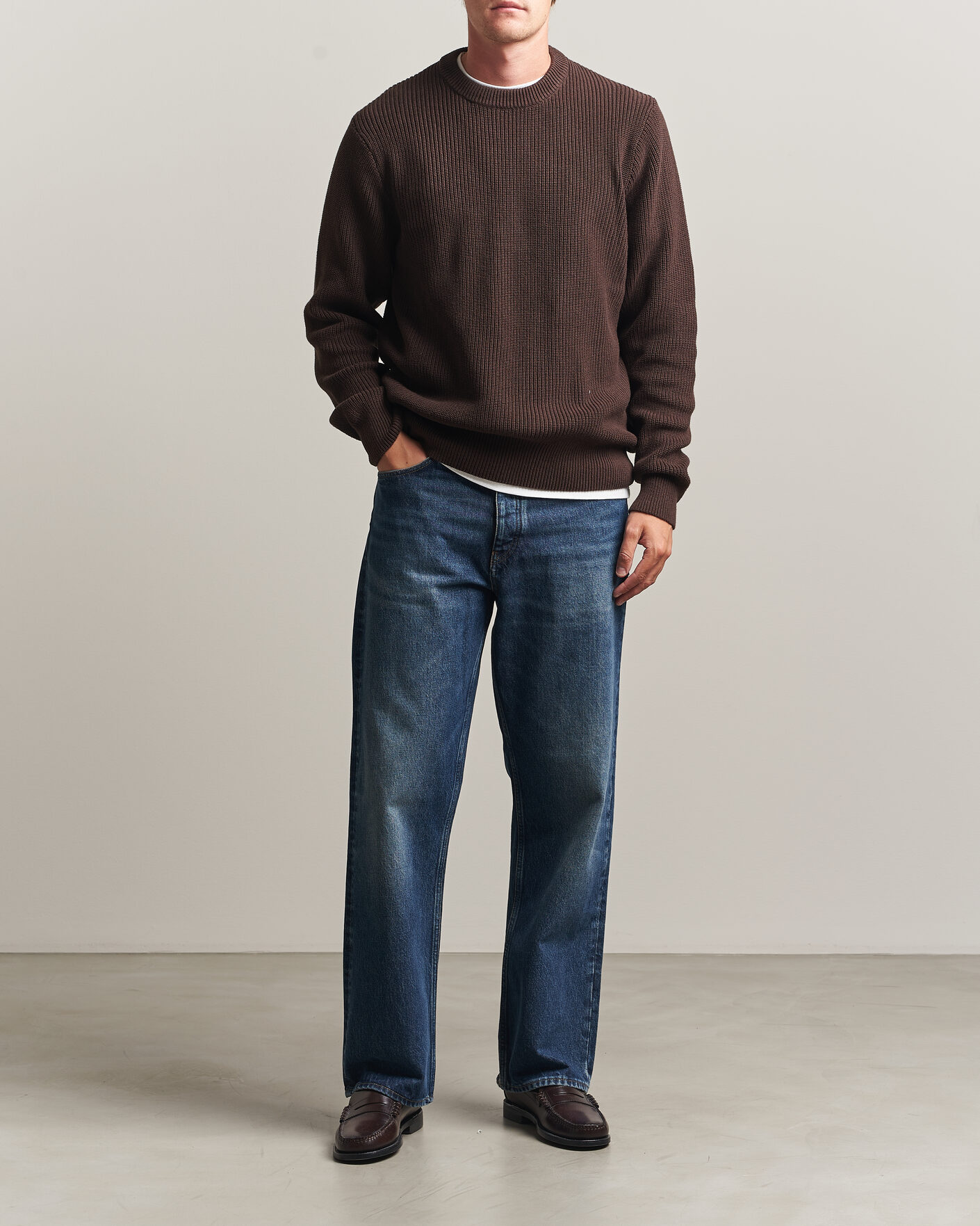 Herre | Gensere | LES DEUX | Rib Crewneck Knit Molé Brown