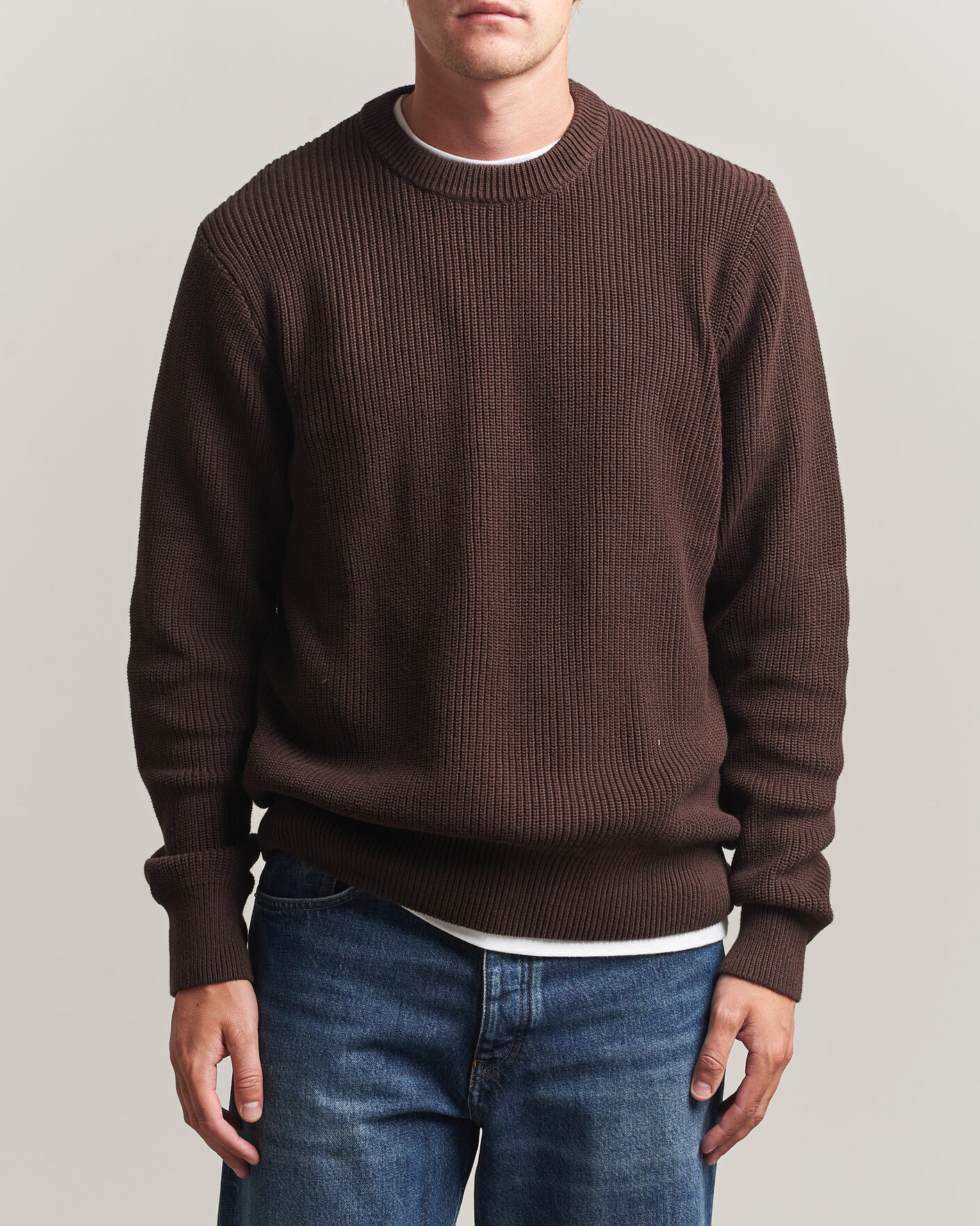 Herre | Gensere | LES DEUX | Rib Crewneck Knit Molé Brown