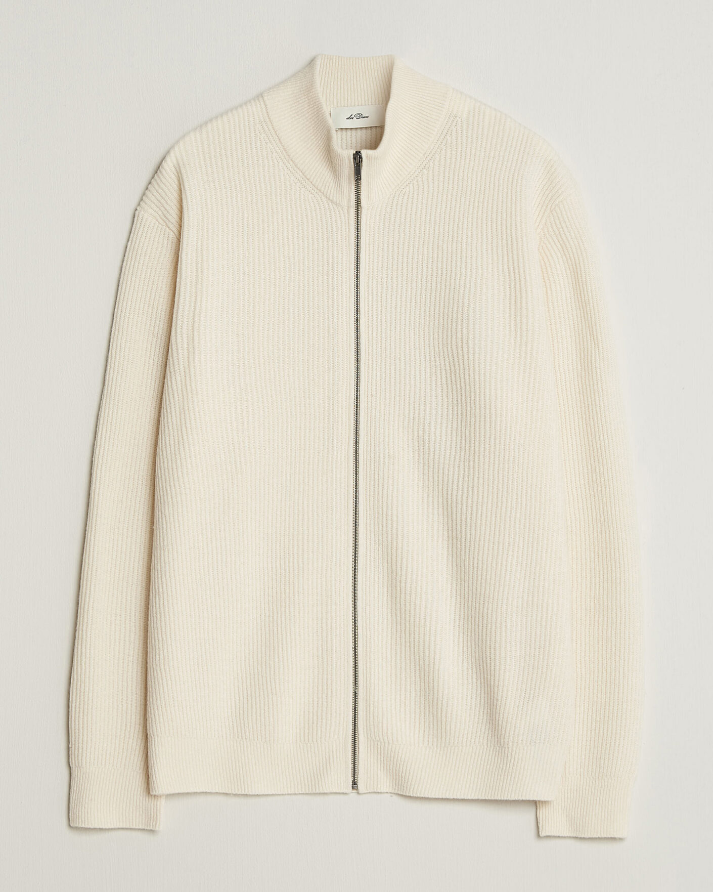 Herre | Gensere | LES DEUX | Wool Rib Zipper Knit Ivory Melange