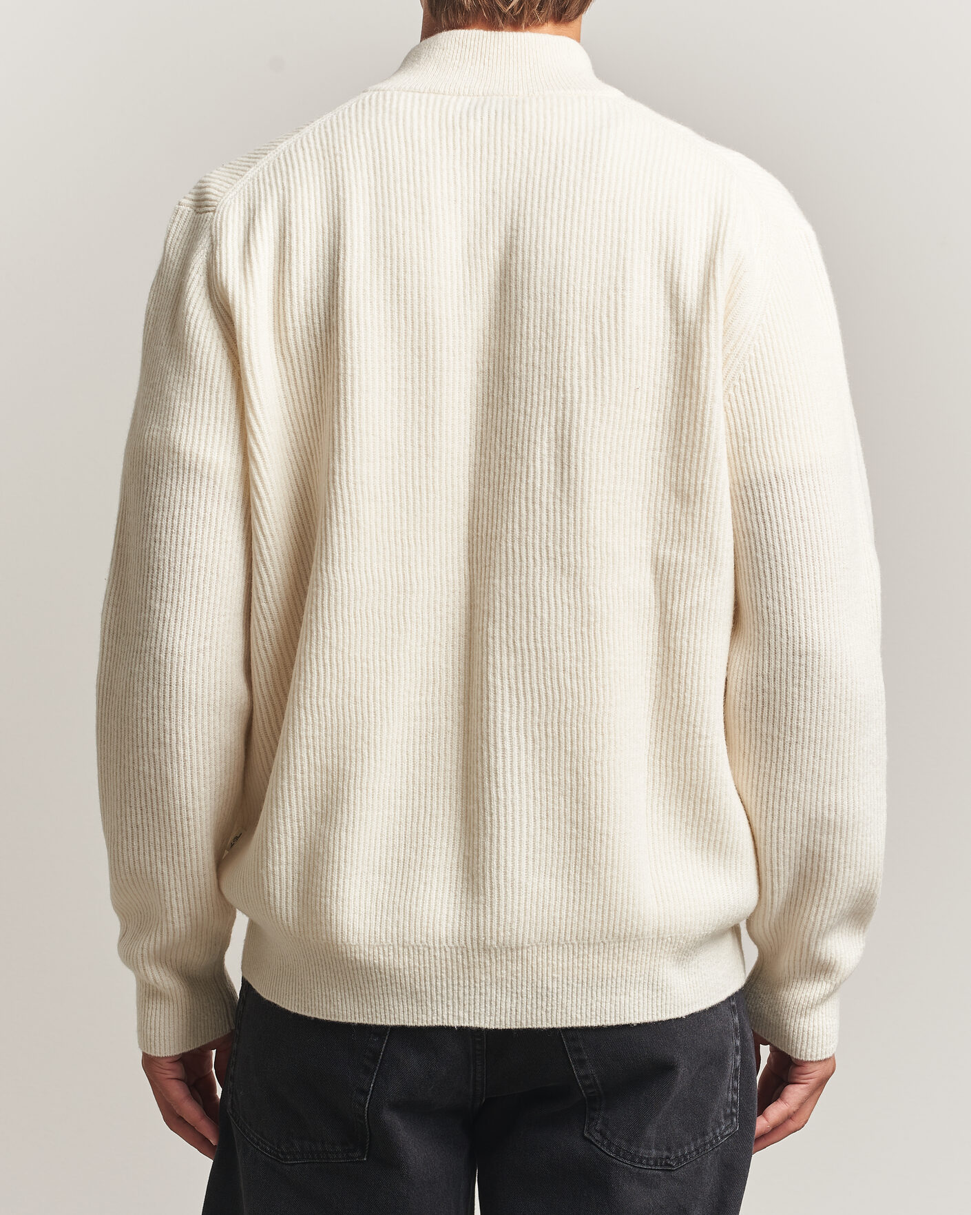 Herre | Gensere | LES DEUX | Wool Rib Zipper Knit Ivory Melange