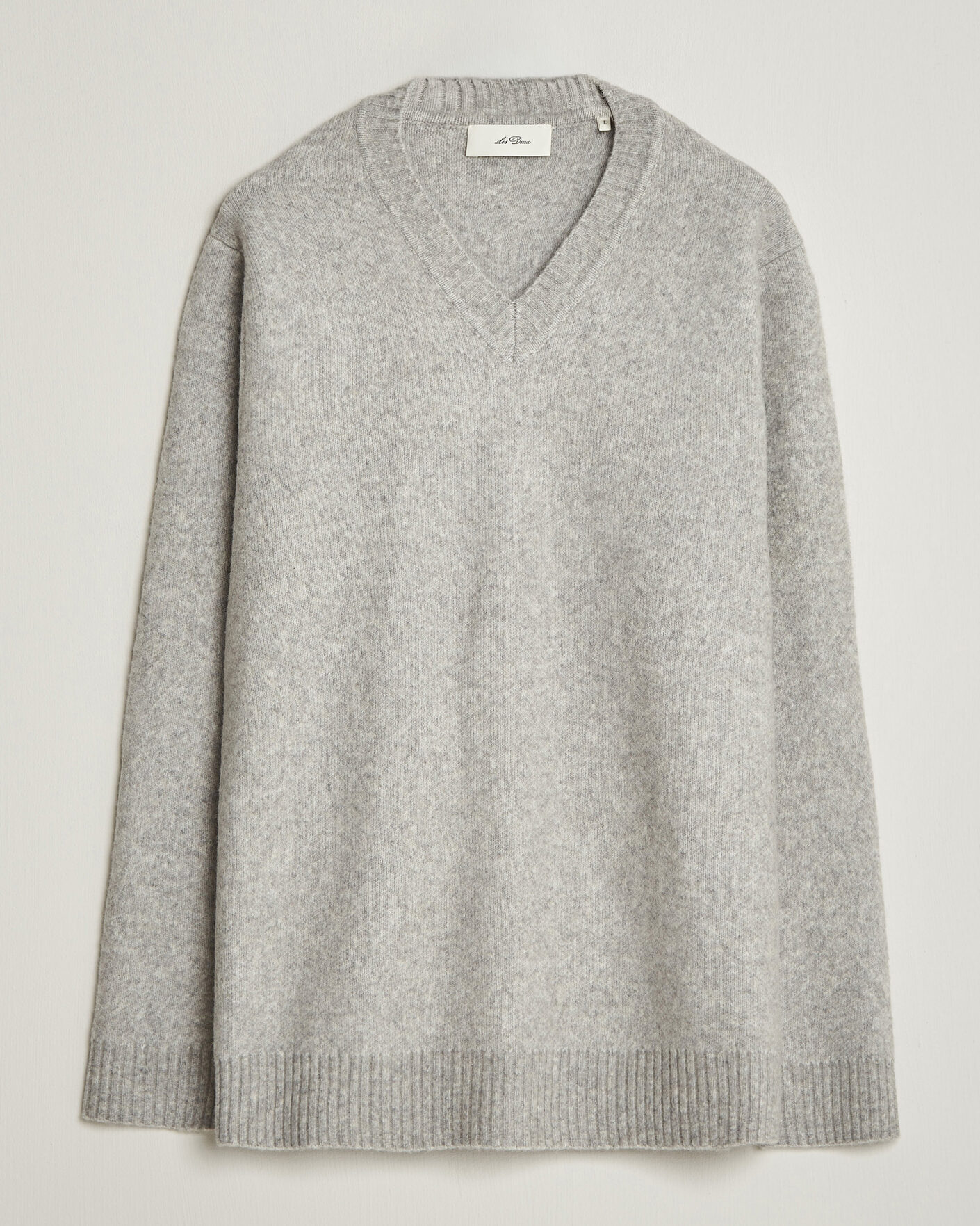 Herre | Gensere | LES DEUX | Melange V-Neck Knit Grey Melange