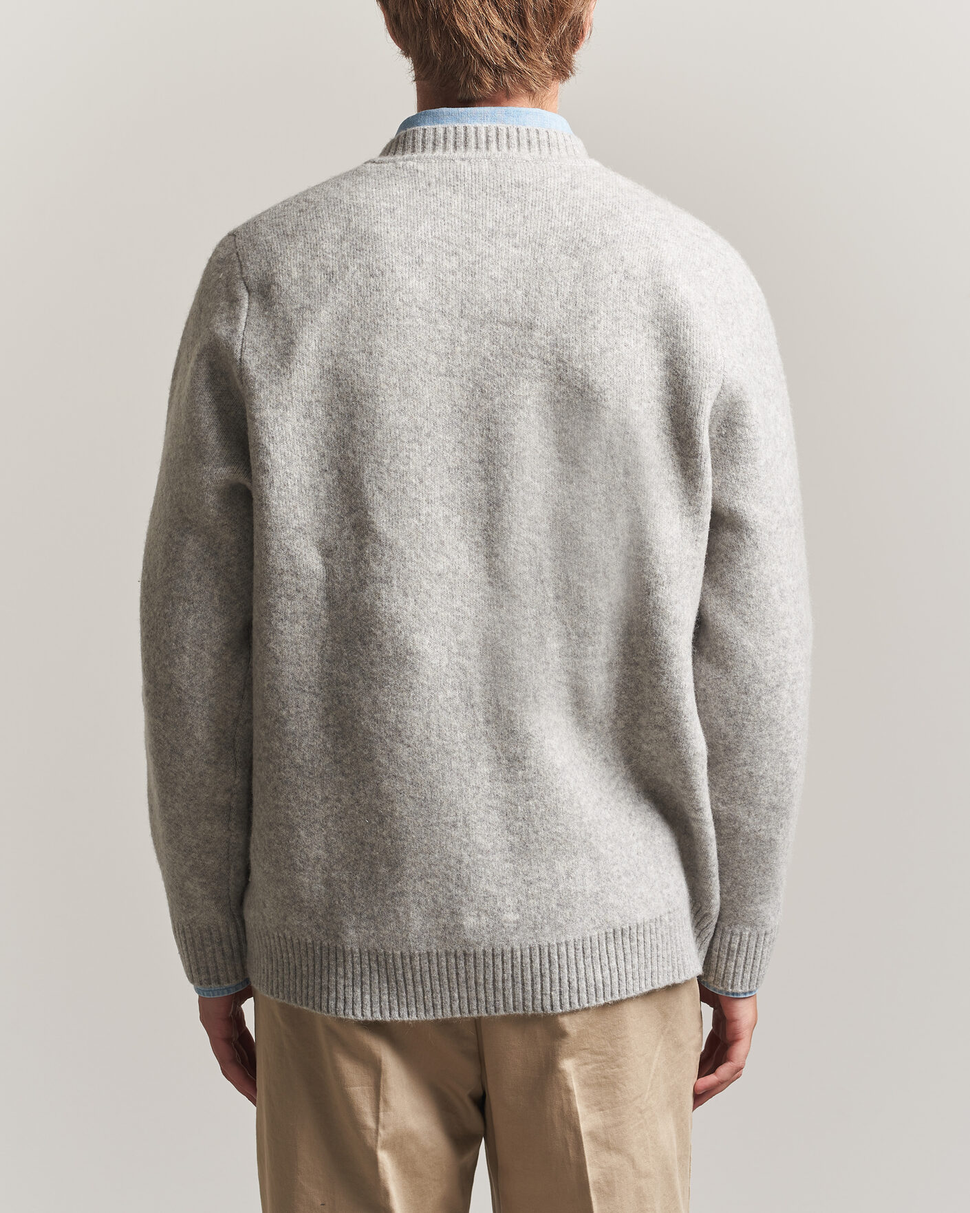 Herre | Gensere | LES DEUX | Melange V-Neck Knit Grey Melange
