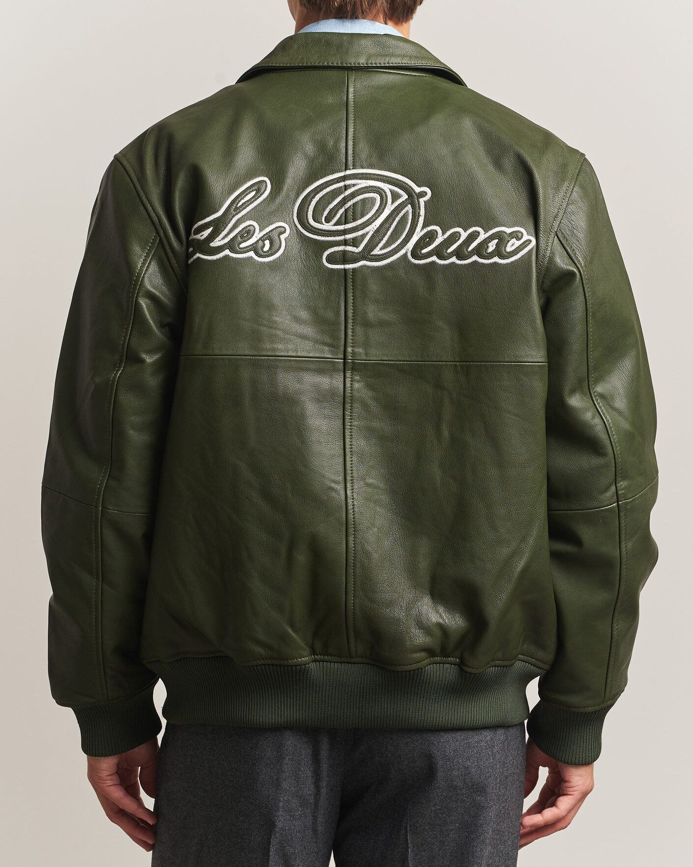 Herre | Jakker | LES DEUX | Leather Varsity Jacket Rifle Green