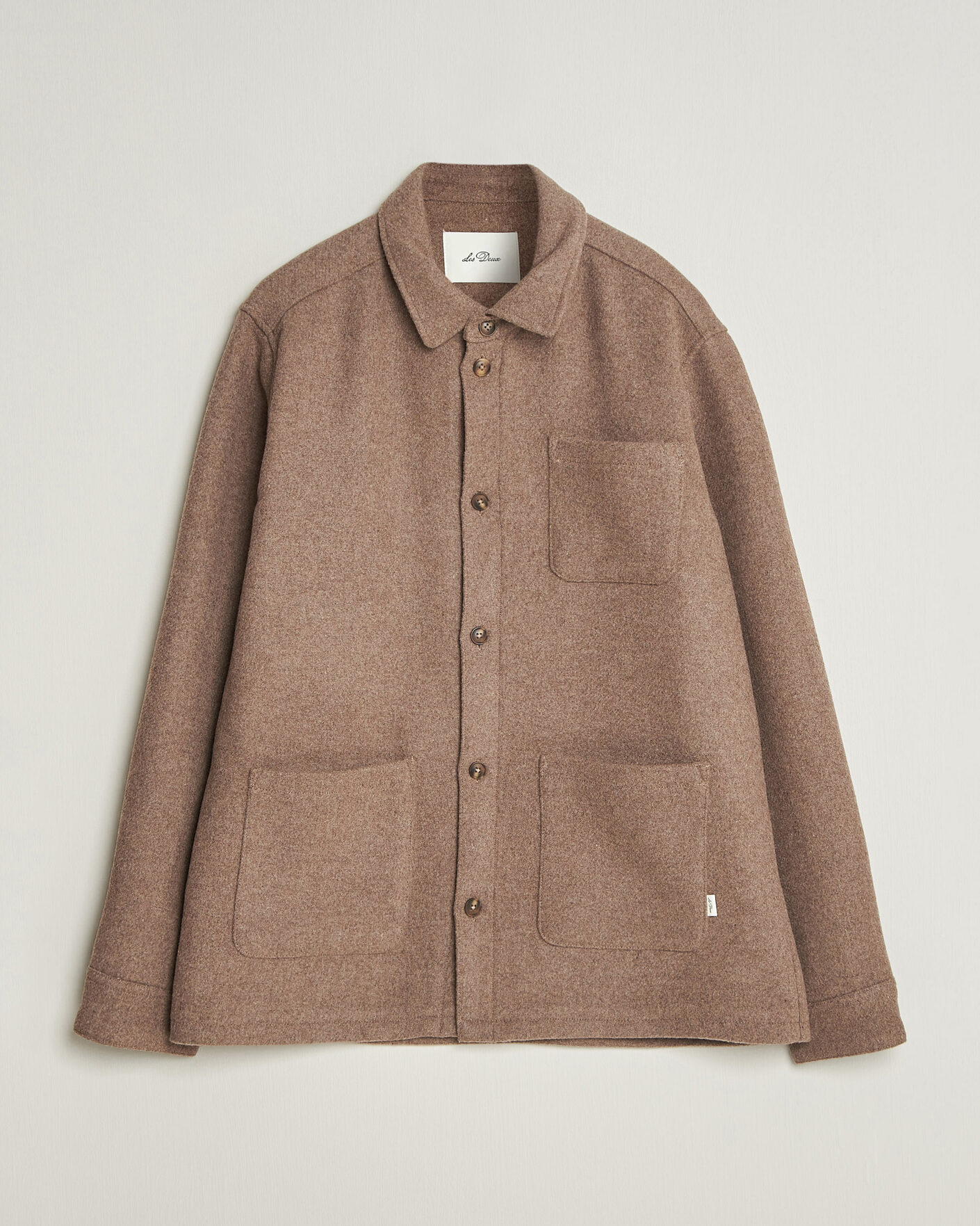 Herre | Skjorter | LES DEUX | Wool Overshirt Dark Sand Melange