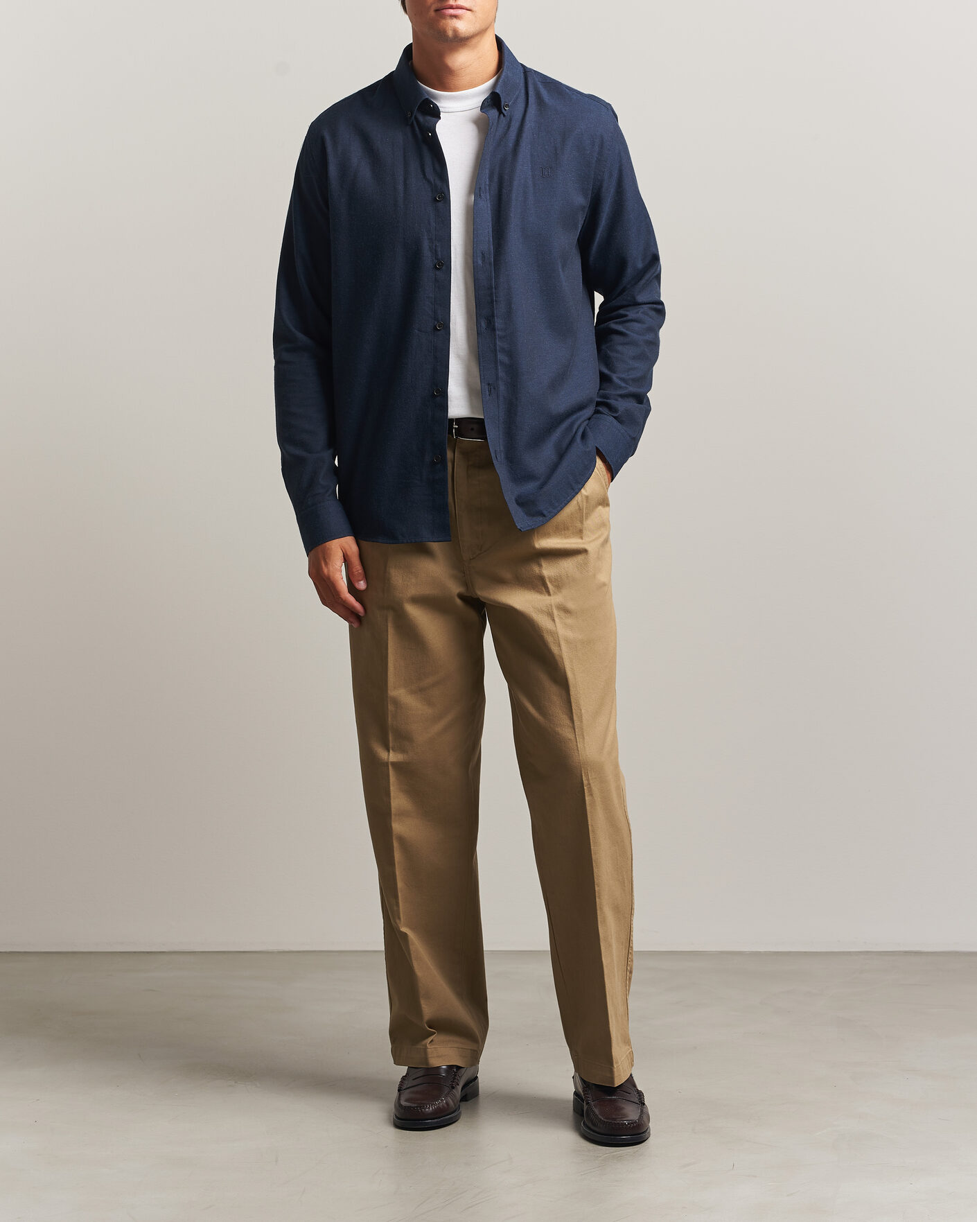Herre | Skjorter | LES DEUX | Soft Flannel Shirt Dark Navy