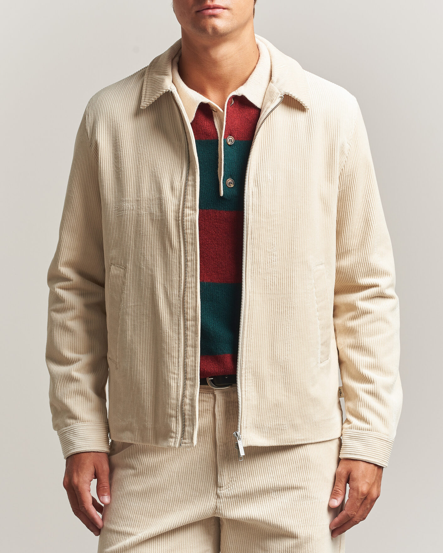 Herre | Jakker | LES DEUX | Corduroy Zipper Coach Jacket Ivory