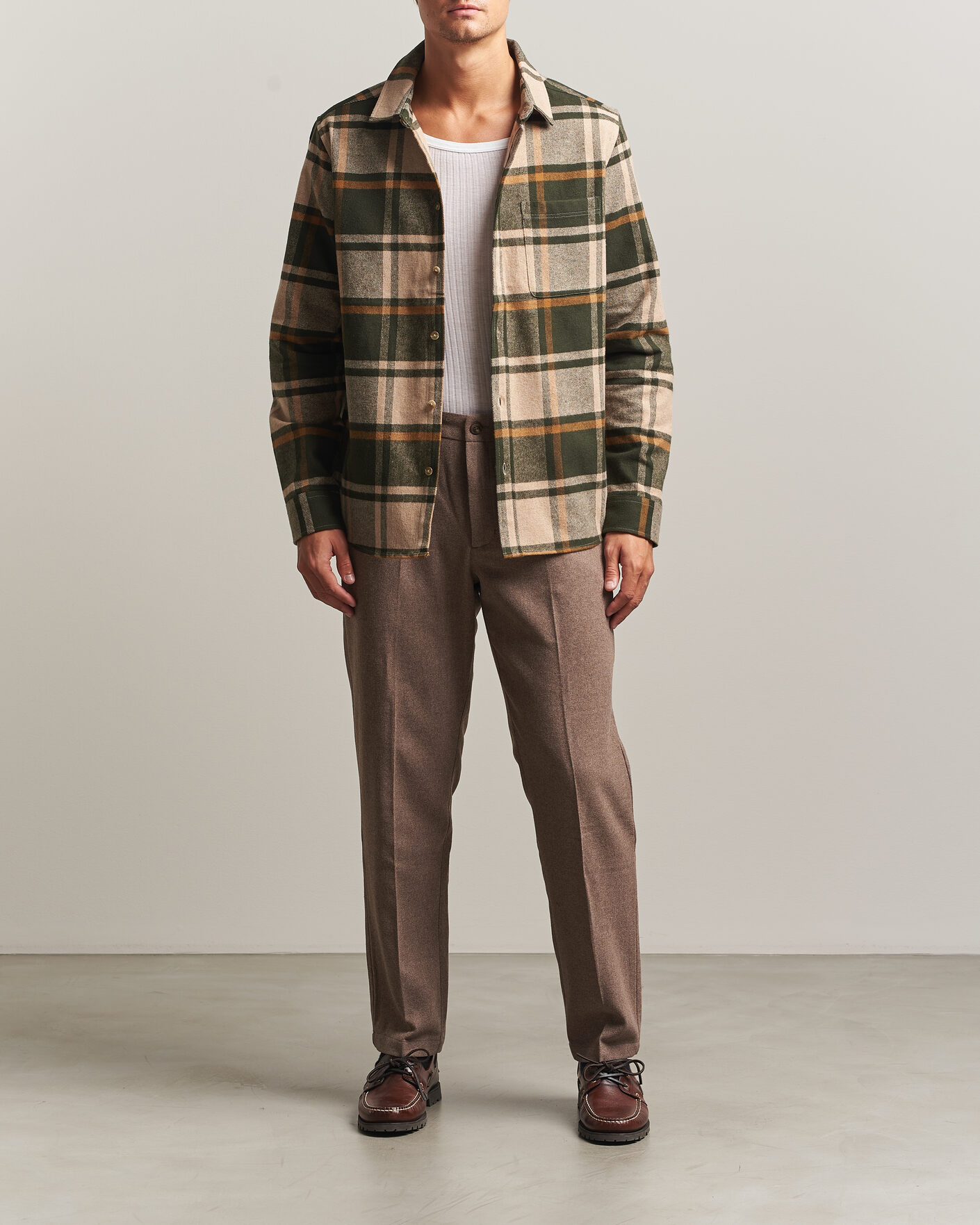 Herre | Skjorter | LES DEUX | Check Flannel Shirt Rosin Green