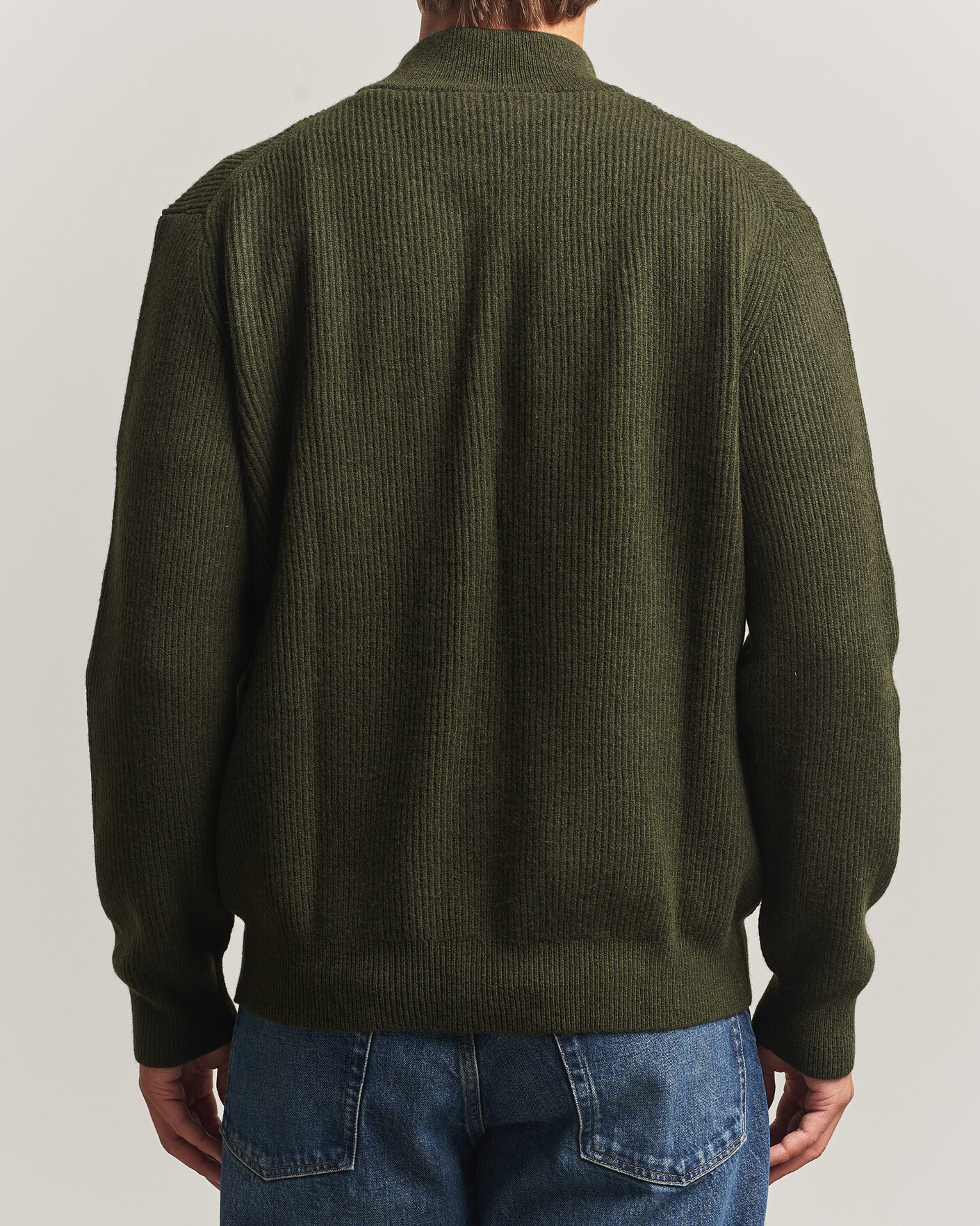Herre | Gensere | LES DEUX | Wool Rib Knitter Zip Rosin Green