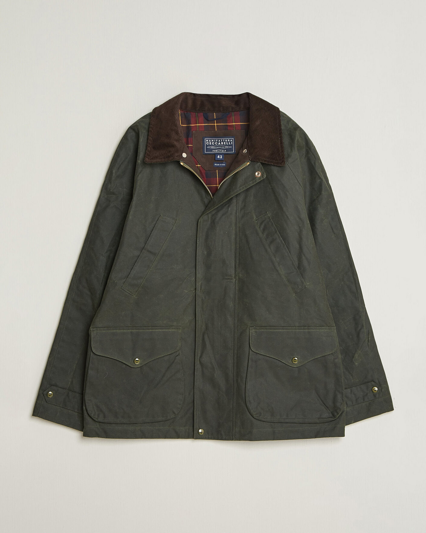 Herre | Jakker | Manifattura Ceccarelli | Rain Caban Wax Cloth Dark Green