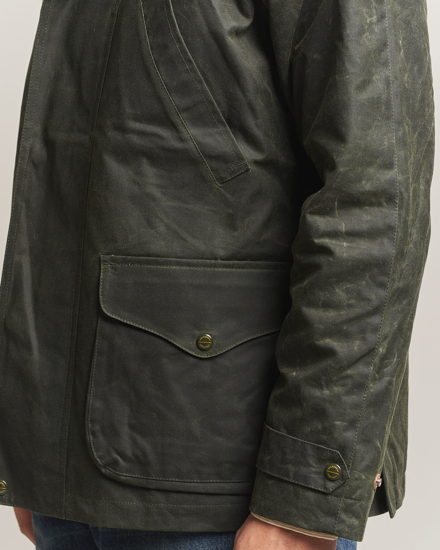 Herre | Jakker | Manifattura Ceccarelli | Rain Caban Wax Cloth Dark Green