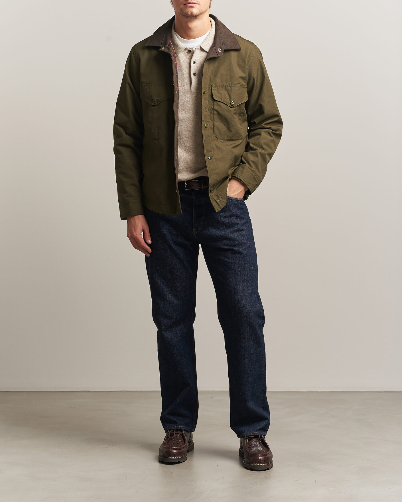 Herre | Jakker | Manifattura Ceccarelli | Double Pocket Shirt Jacket Military Green
