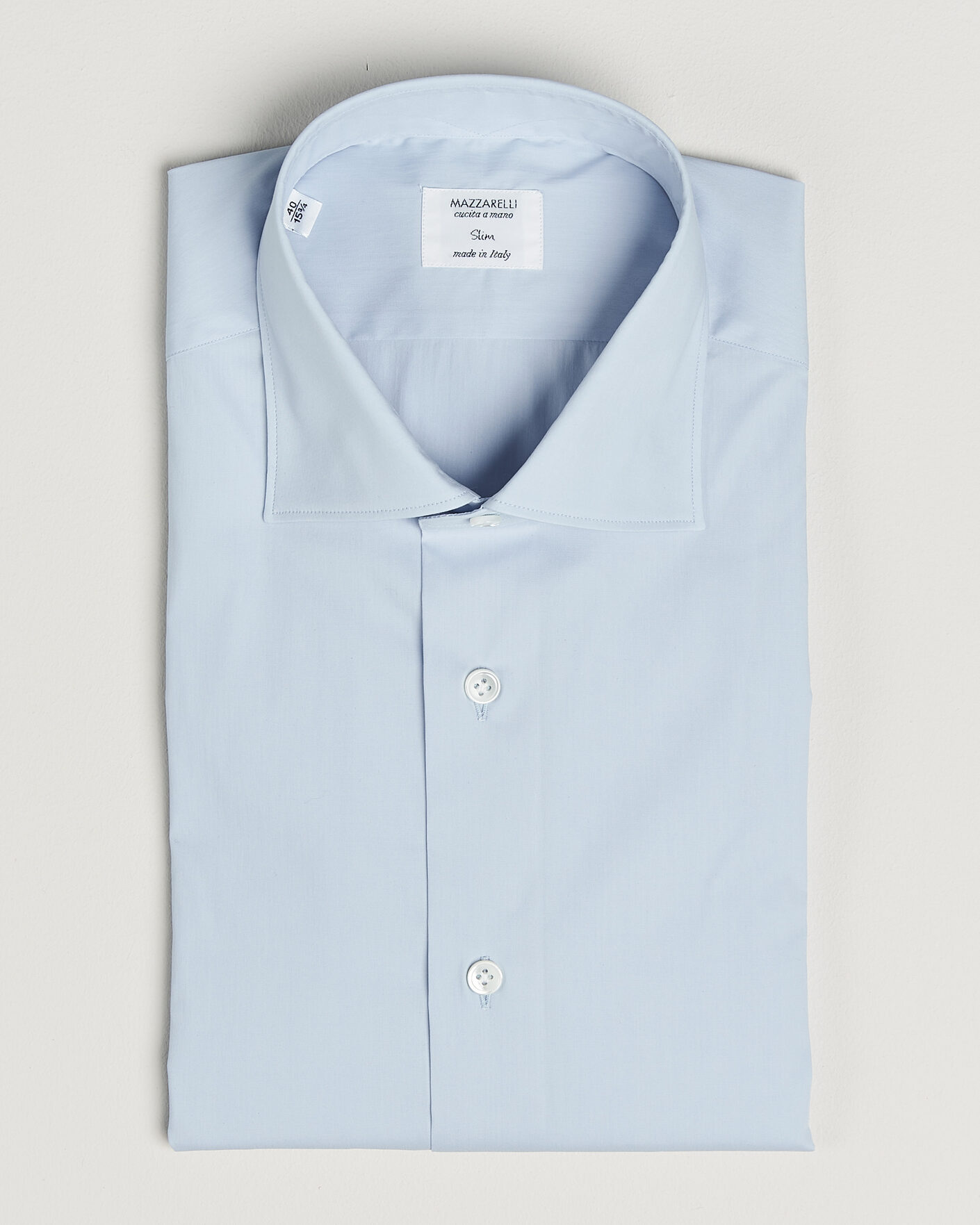 Herre | Skjorter | Mazzarelli | Soft Cotton Popeline Shirt Light Blue