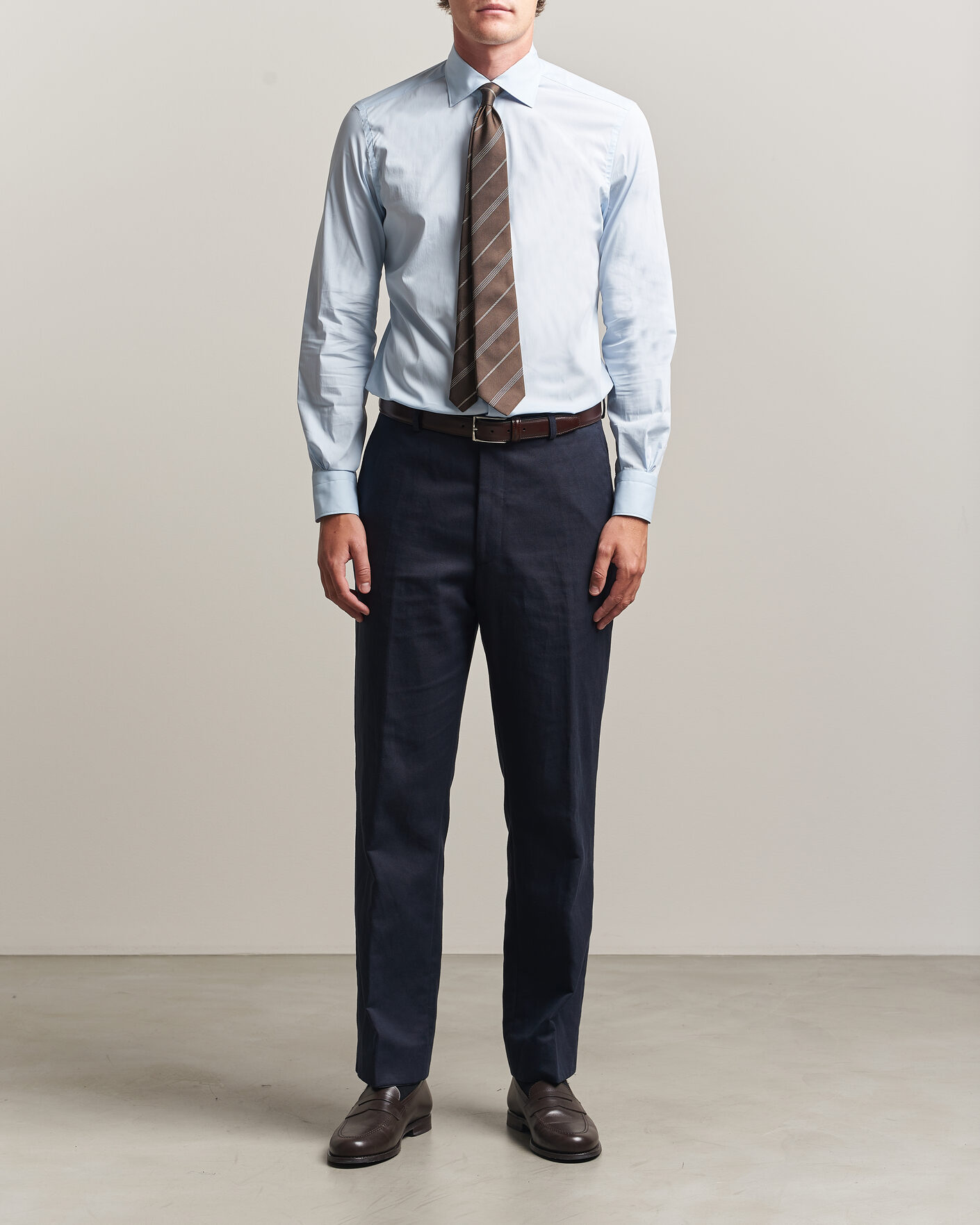 Herre | Skjorter | Mazzarelli | Soft Cotton Popeline Shirt Light Blue