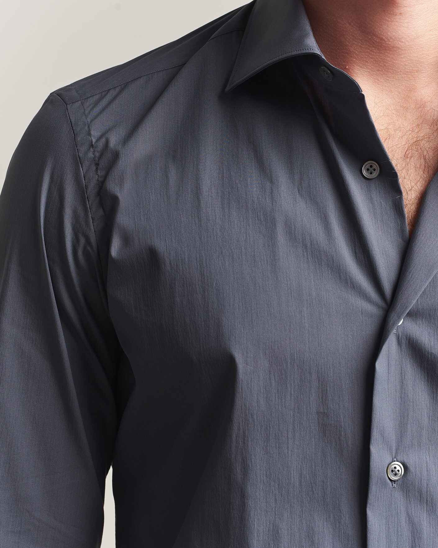 Herre | Skjorter | Mazzarelli | Soft Cotton Popeline Shirt Grey
