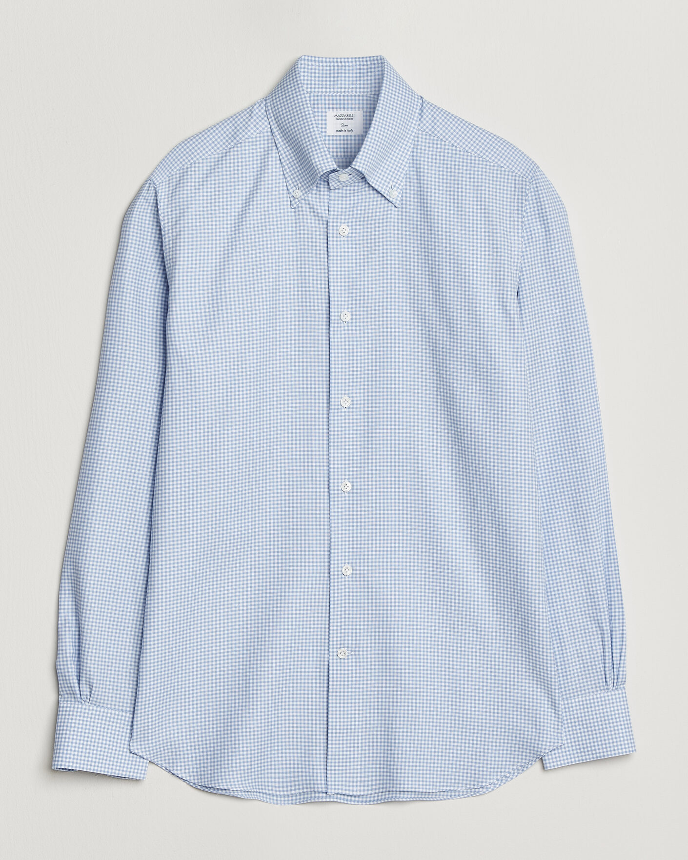 Herre | Skjorter | Mazzarelli | Soft Oxford Button Down Shirt Light Blue Check