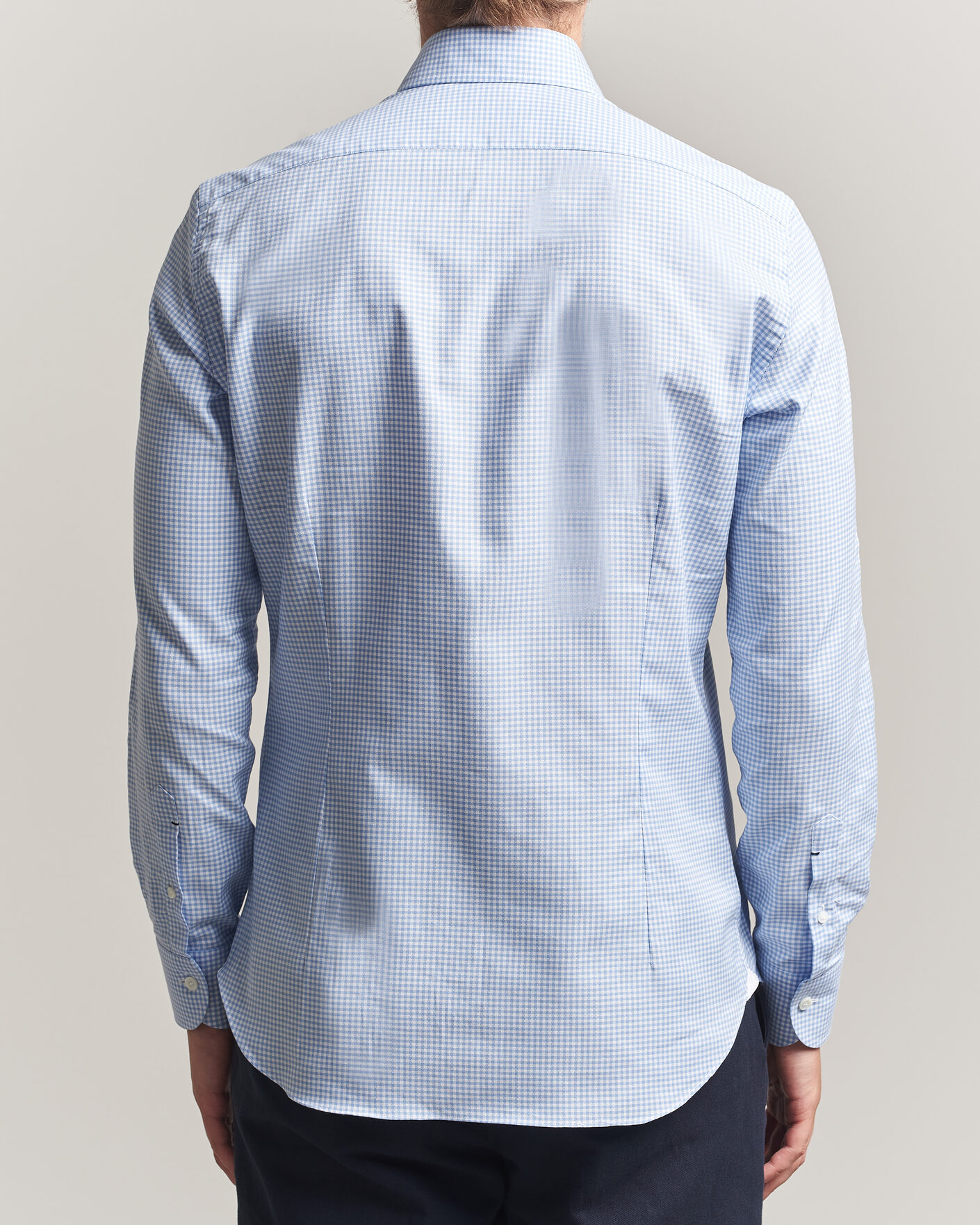 Herre | Skjorter | Mazzarelli | Soft Oxford Button Down Shirt Light Blue Check