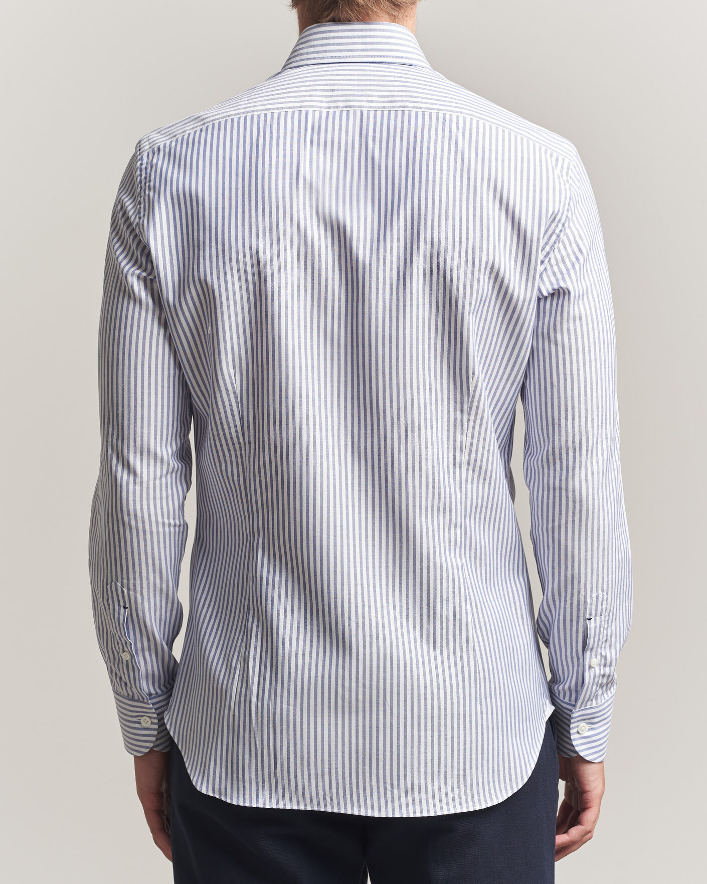 Herre | Skjorter | Mazzarelli | Soft Oxford Button Down Shirt Blue Stripe