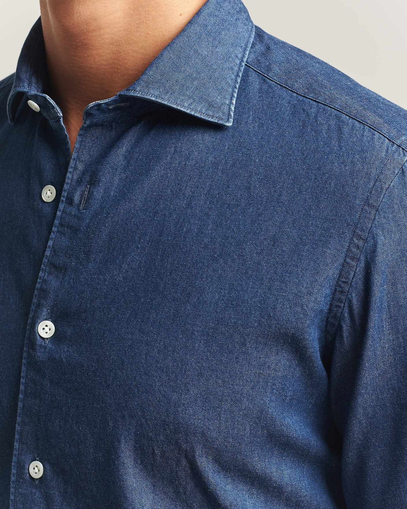 Herre | Skjorter | Mazzarelli | Soft Denim Shirt Blue Wash