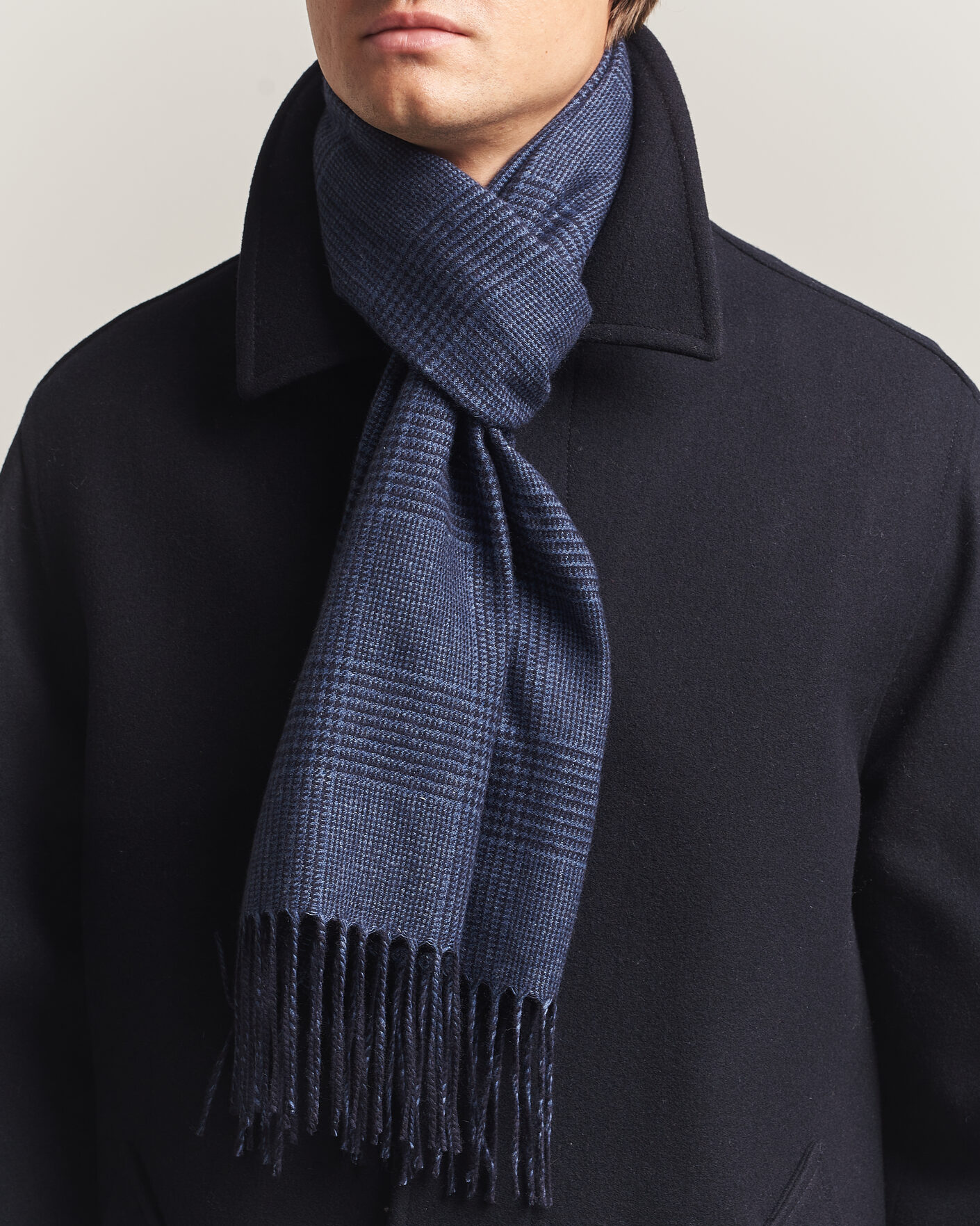 Herre | Skjerf | Piacenza Cashmere | Cashmere/Silk Glencheck Scarf Navy