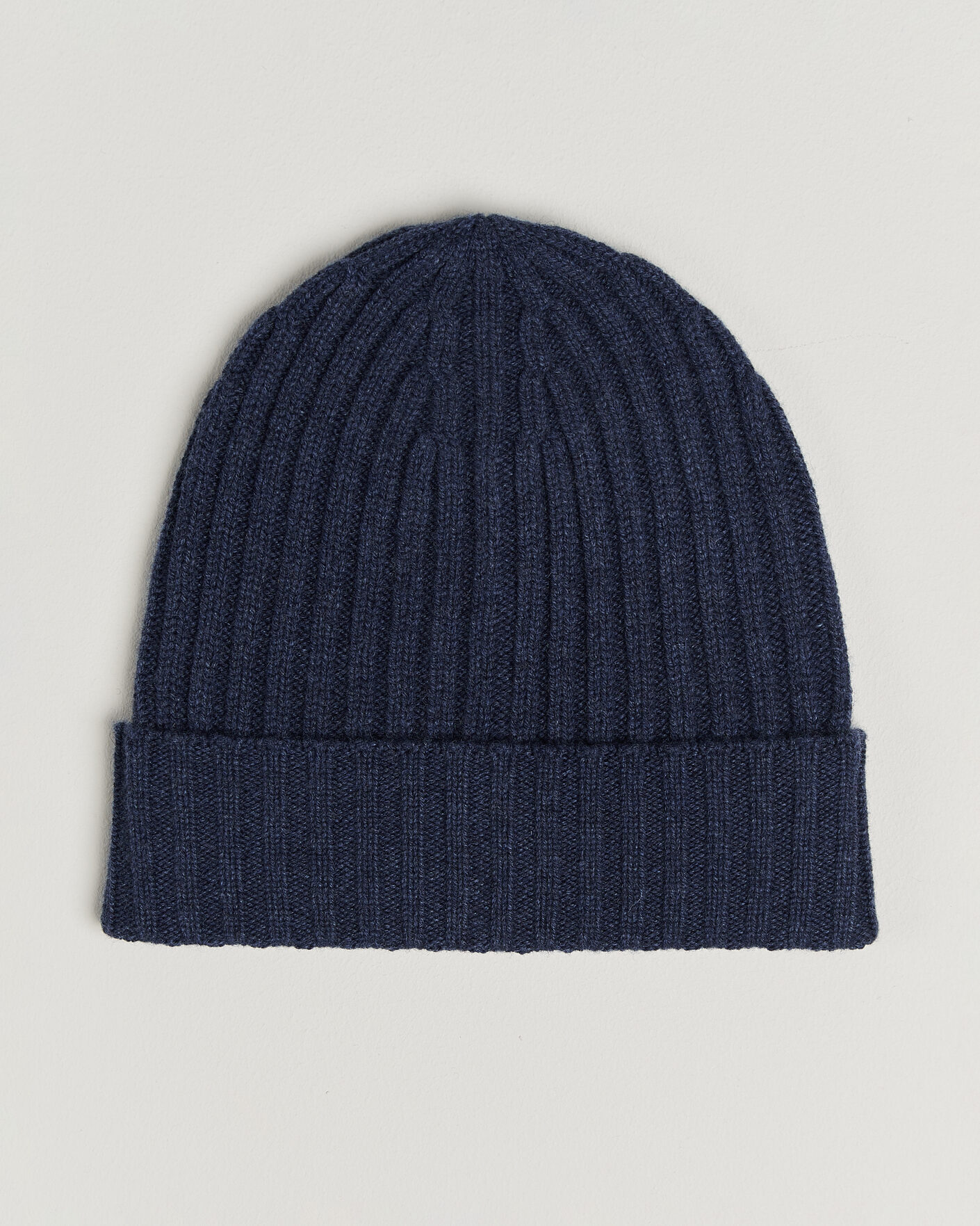 Herre | Luer | Piacenza Cashmere | Ribbed Cashmere Beanie Dark Blue