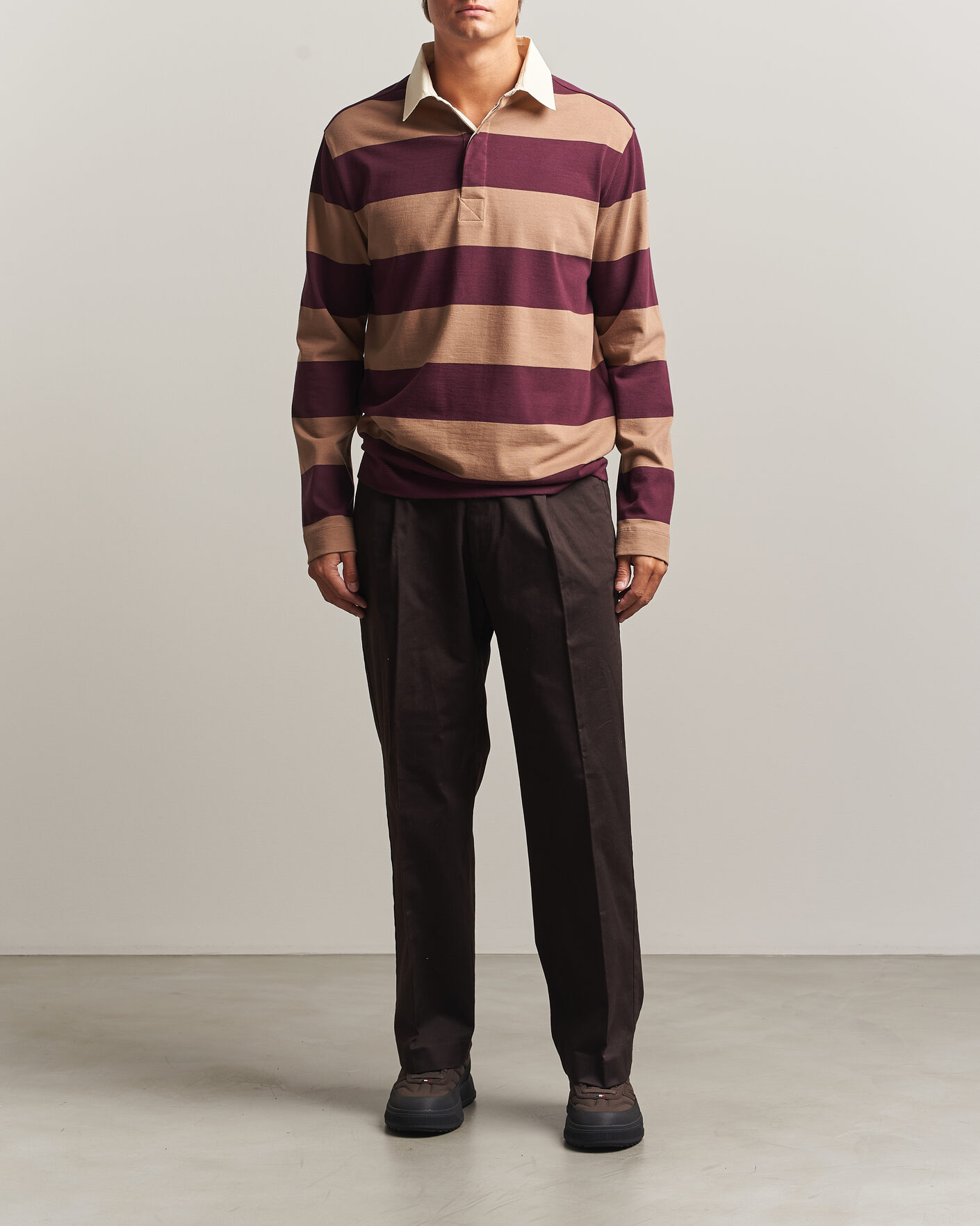 Herre | Gensere | Moncler | Striped Rugby Sweater Brown/Burgundy