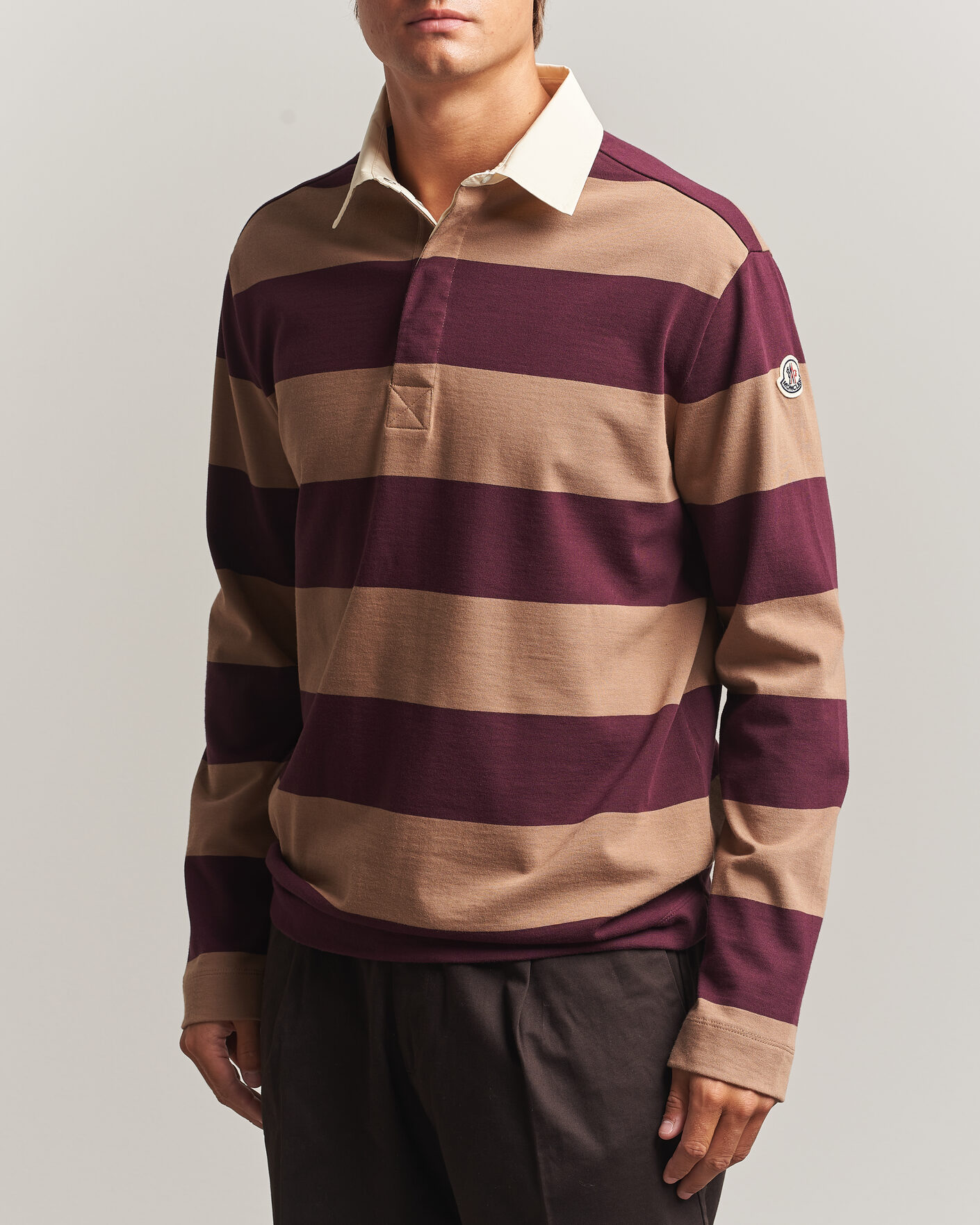 Herre | Gensere | Moncler | Striped Rugby Sweater Brown/Burgundy