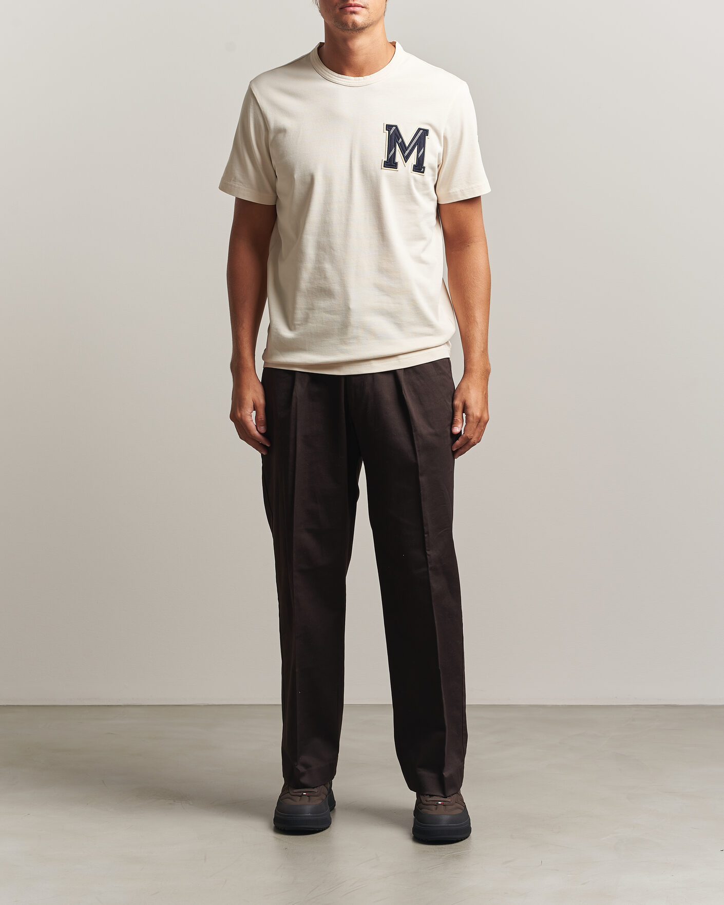 Herre | T-Shirts | Moncler | Varsity Logo T-Shirt Off White
