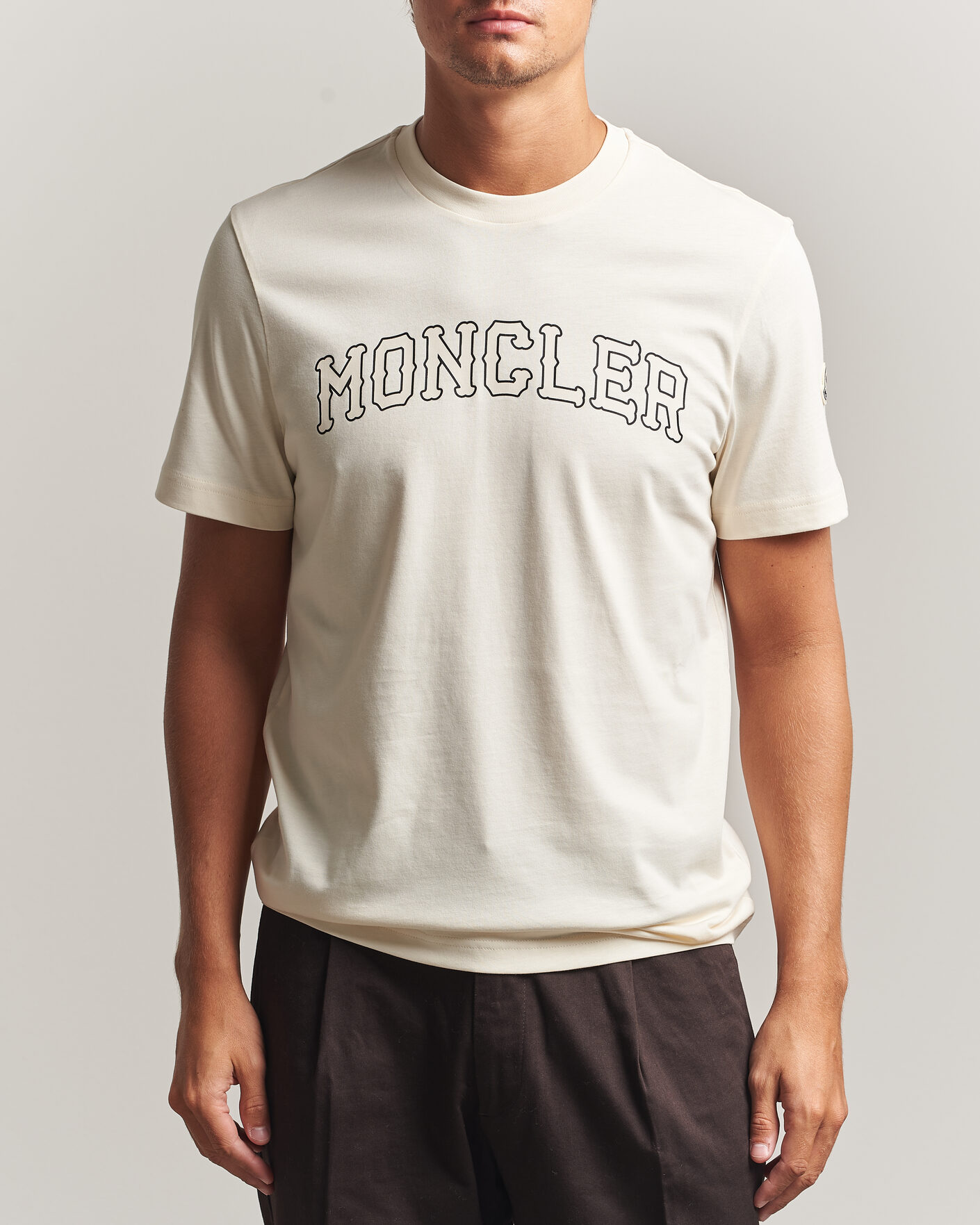 Herre | T-Shirts | Moncler | College Logo T-Shirt Off White
