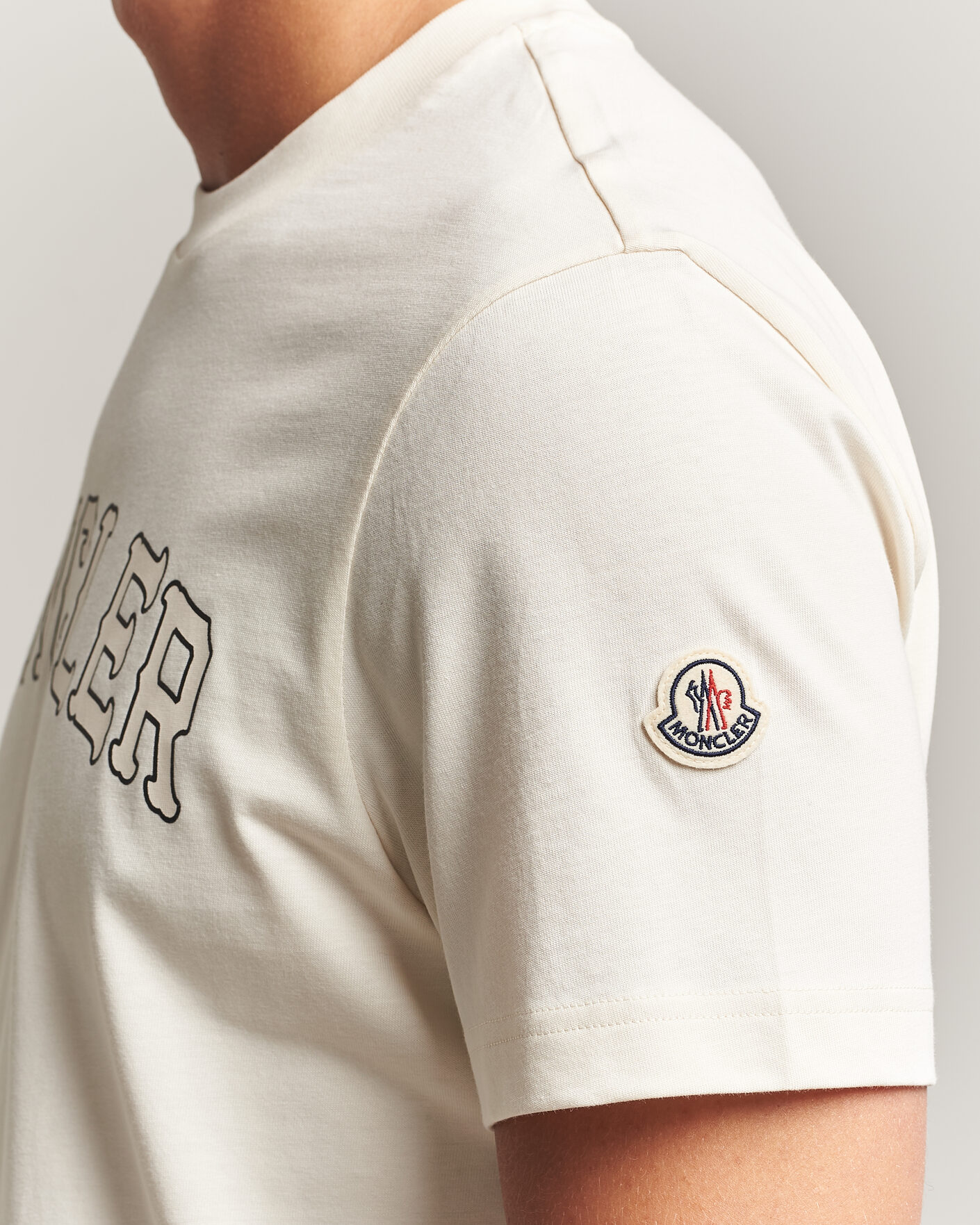 Herre | T-Shirts | Moncler | College Logo T-Shirt Off White