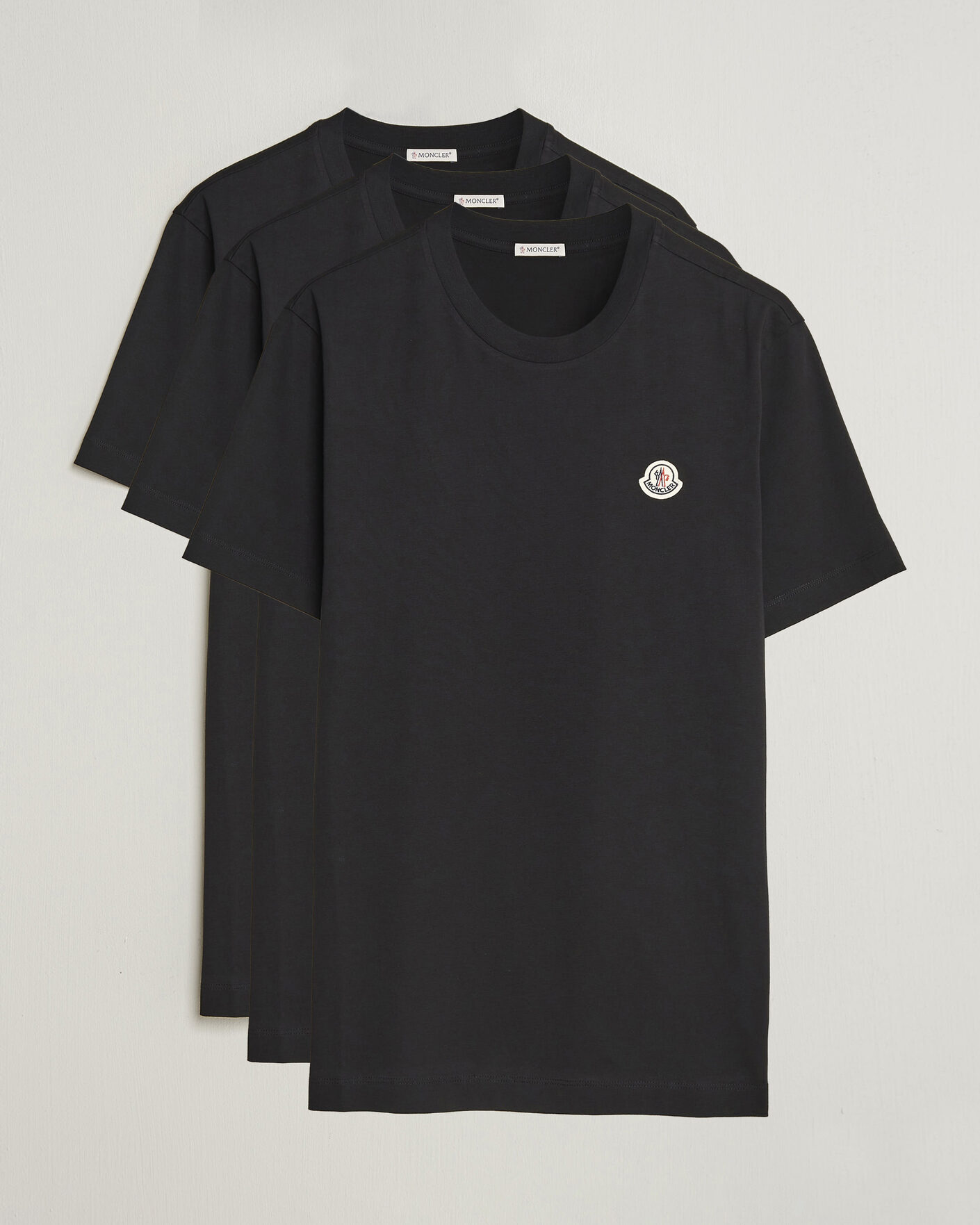 Herre | T-Shirts | Moncler | 3-Pack Logo T-Shirts Black