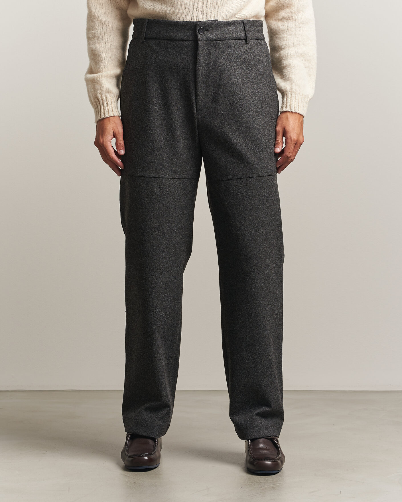 Herre | Bukser | Moncler | Flannel Trousers Charcoal
