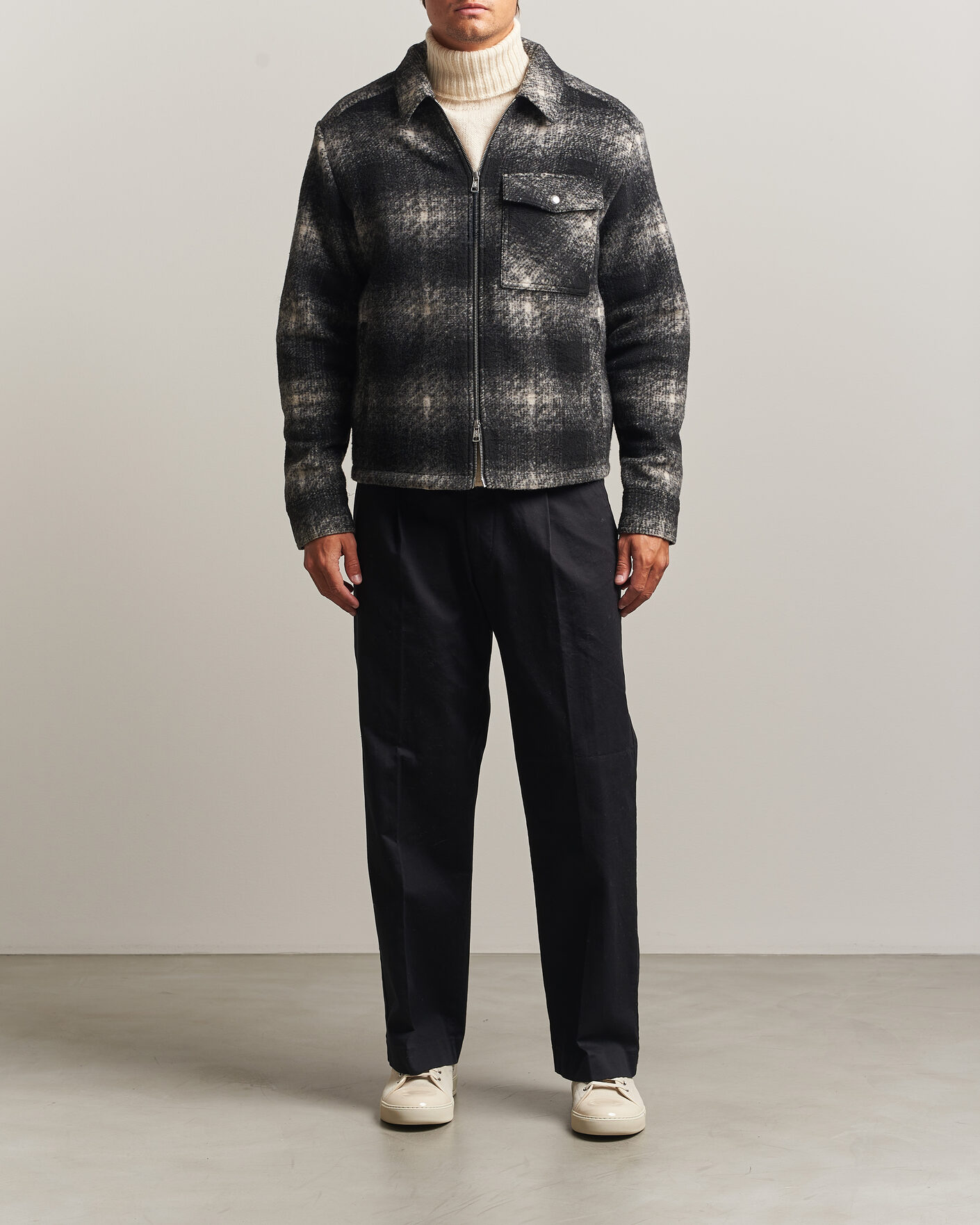 Herre | Skjorter | Moncler | Flannel Overshirt Grey Check