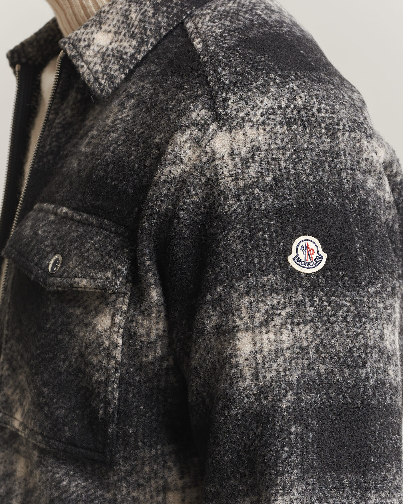 Herre | Skjorter | Moncler | Flannel Overshirt Grey Check