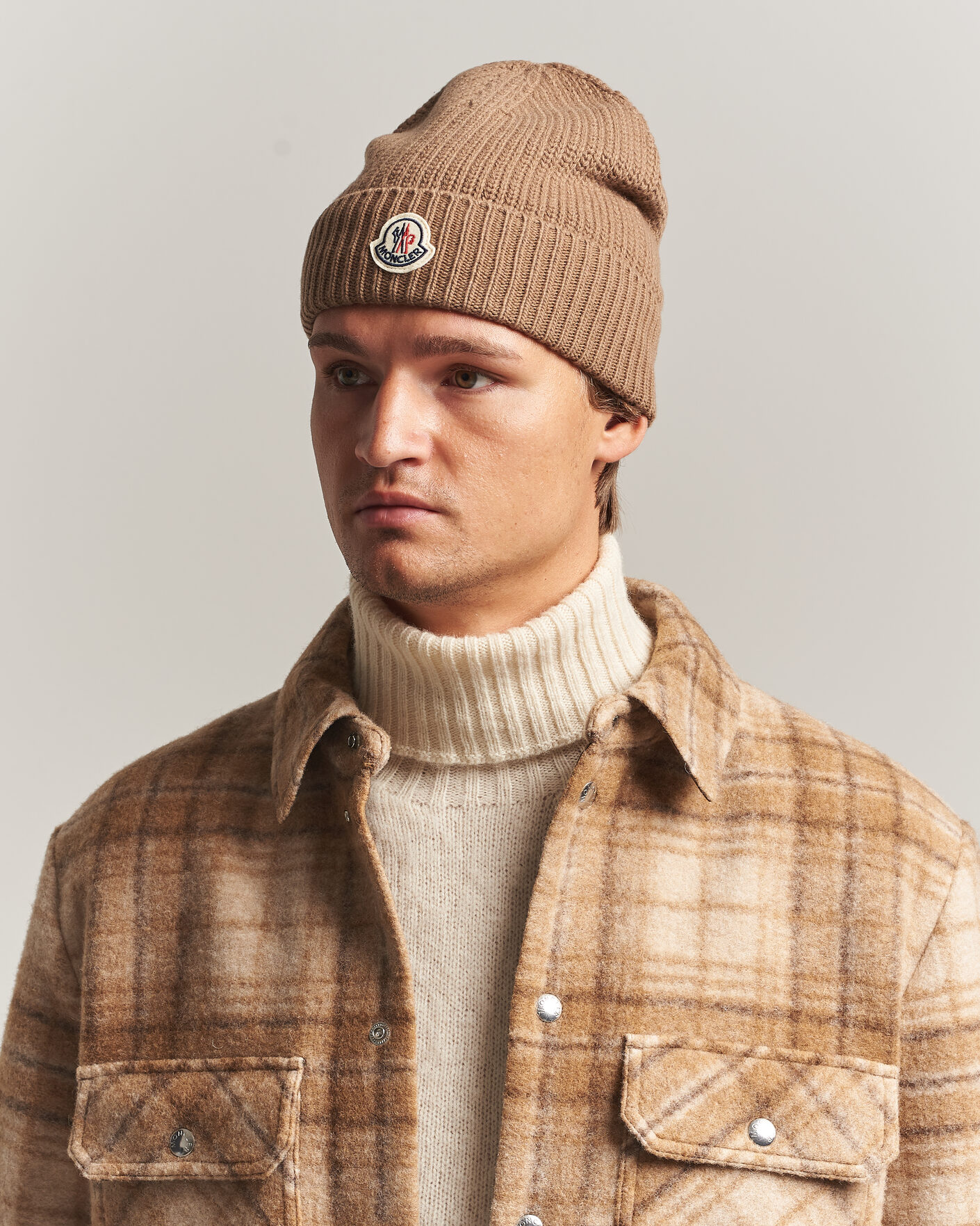 Herre | Luer | Moncler | Rib Wool Beanie Brown