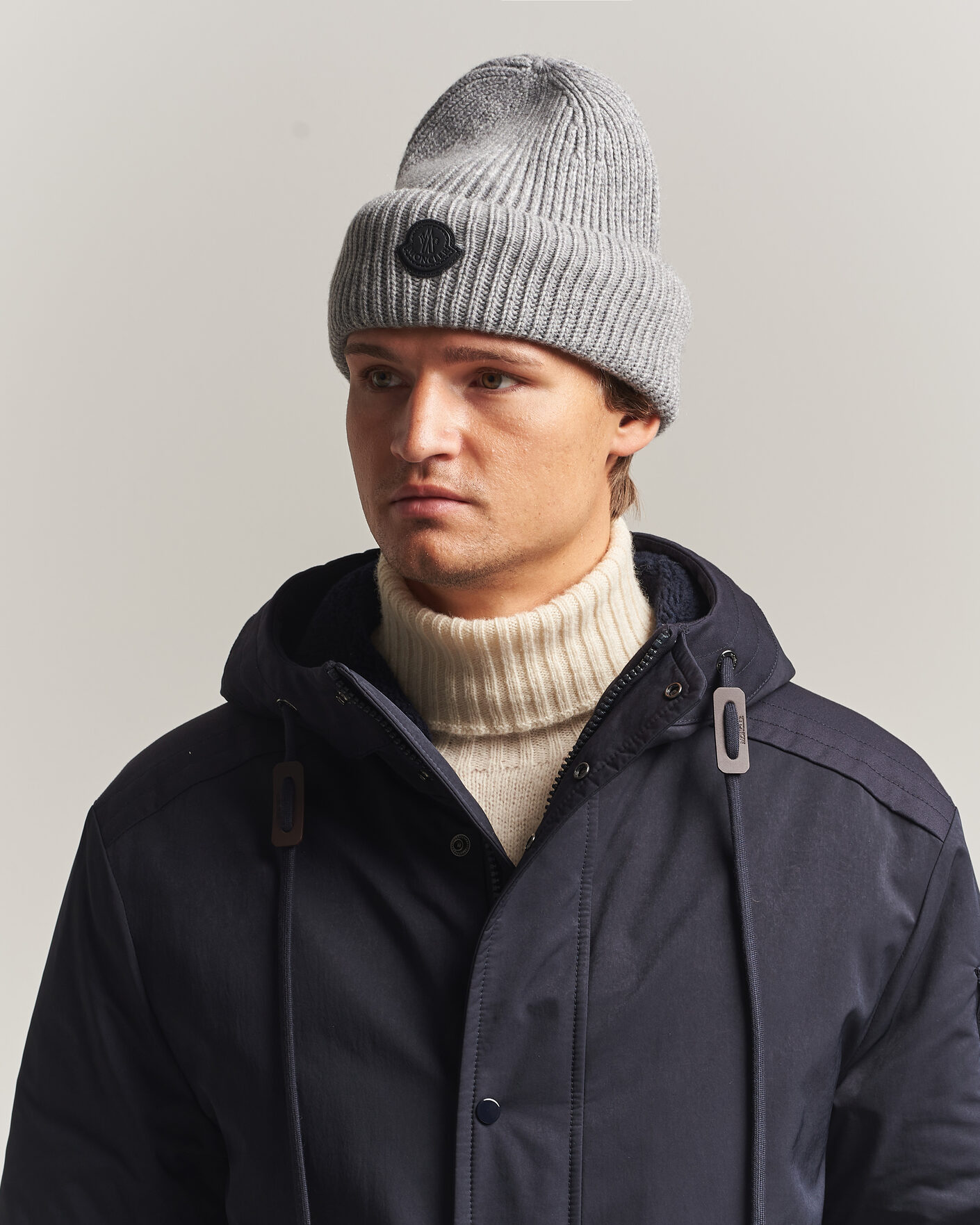 Herre | Luer | Moncler | Rib Cashmere Beanie Grey
