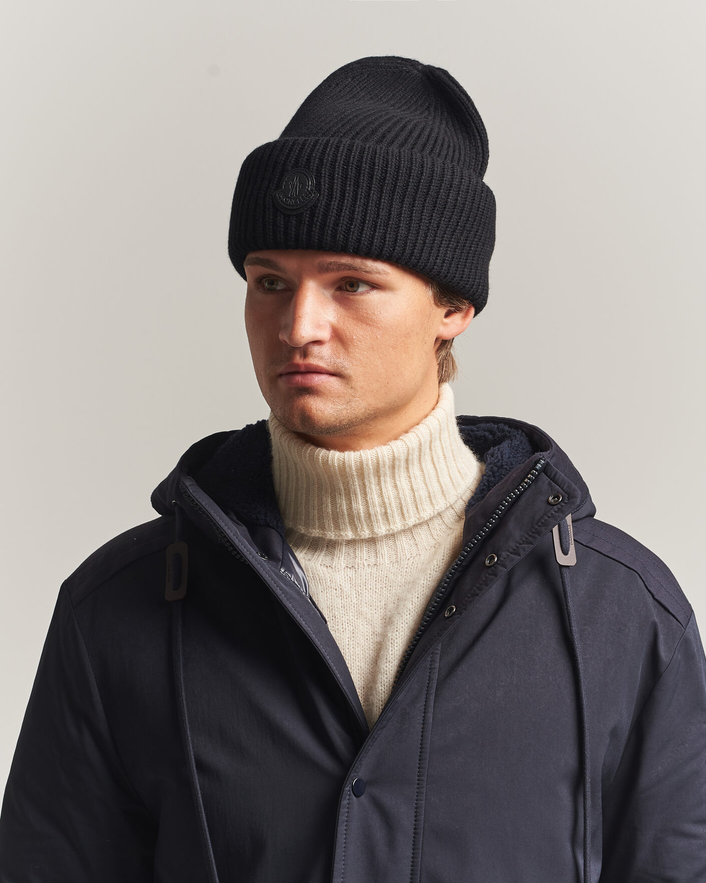 Herre | Luer | Moncler | Rib Cashmere Beanie Black