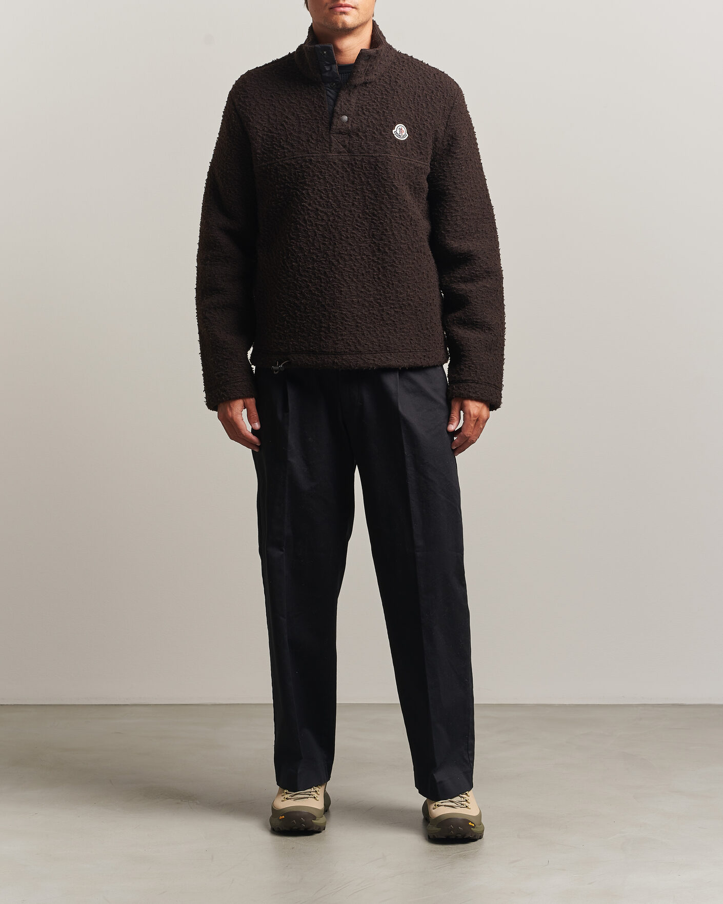 Herre | Gensere | Moncler | Half Zip Fleece Sweater Dark Brown