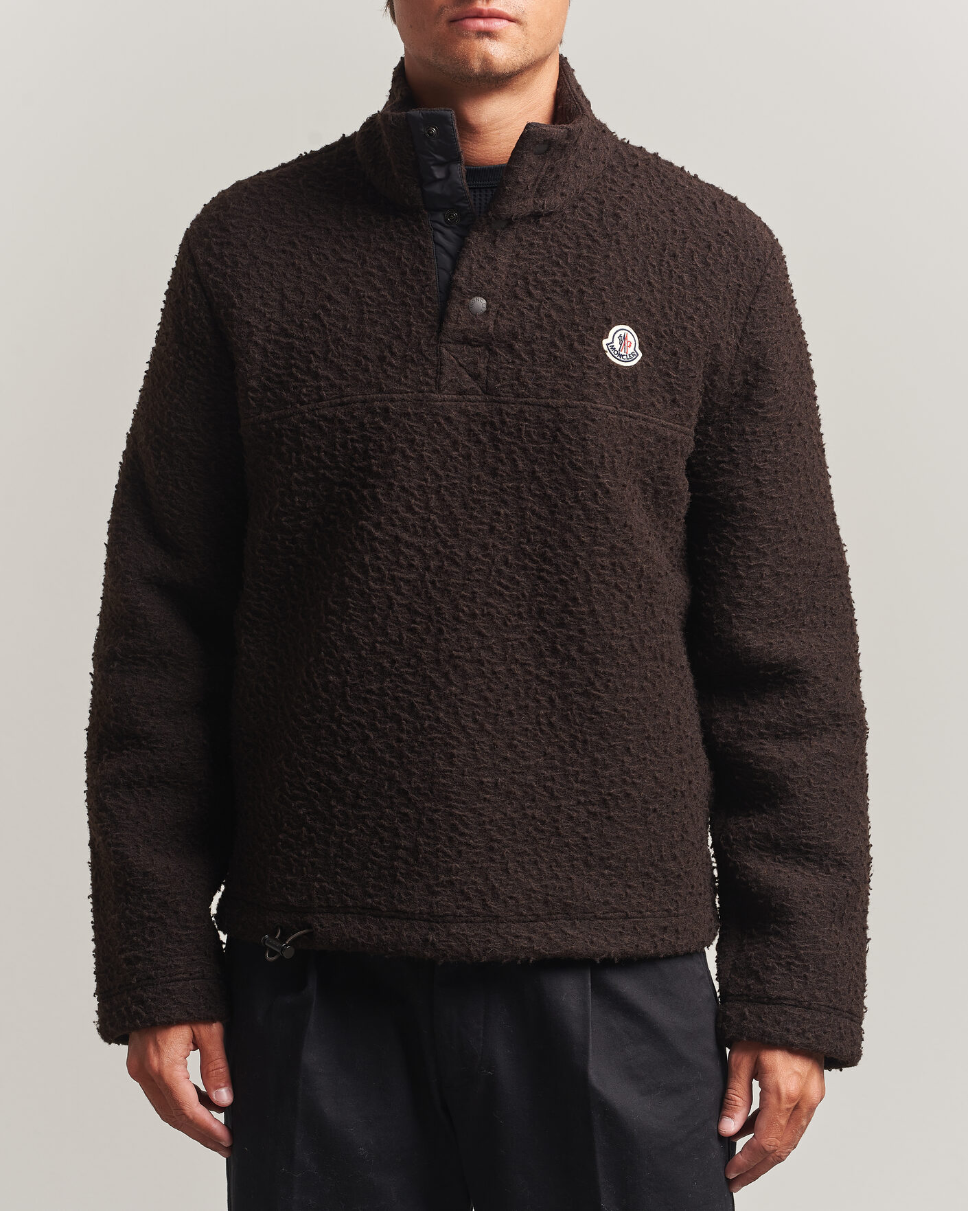 Herre | Gensere | Moncler | Half Zip Fleece Sweater Dark Brown