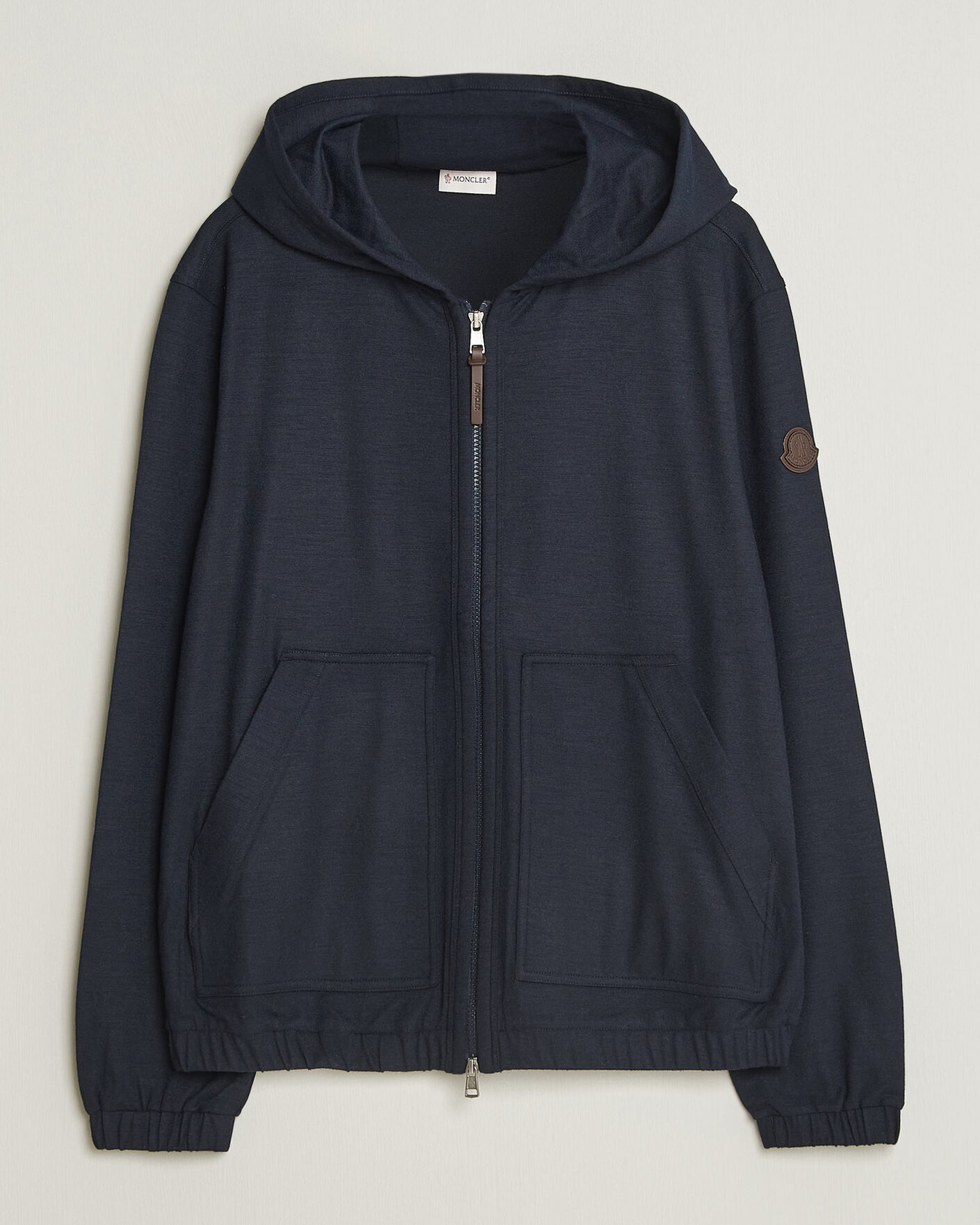 Herre | Gensere | Moncler | Full Zip Flannel Hoodie Navy